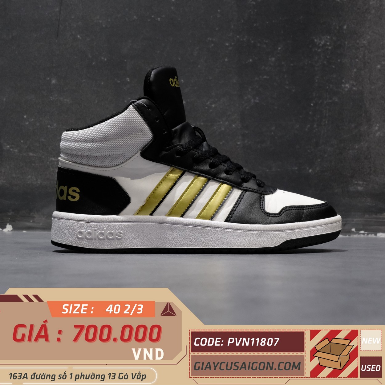 2hand Adidas neo Hoops 2.0 Mid 'White Blue Gold' H01197 SIZE 40 2/3 PVN11807