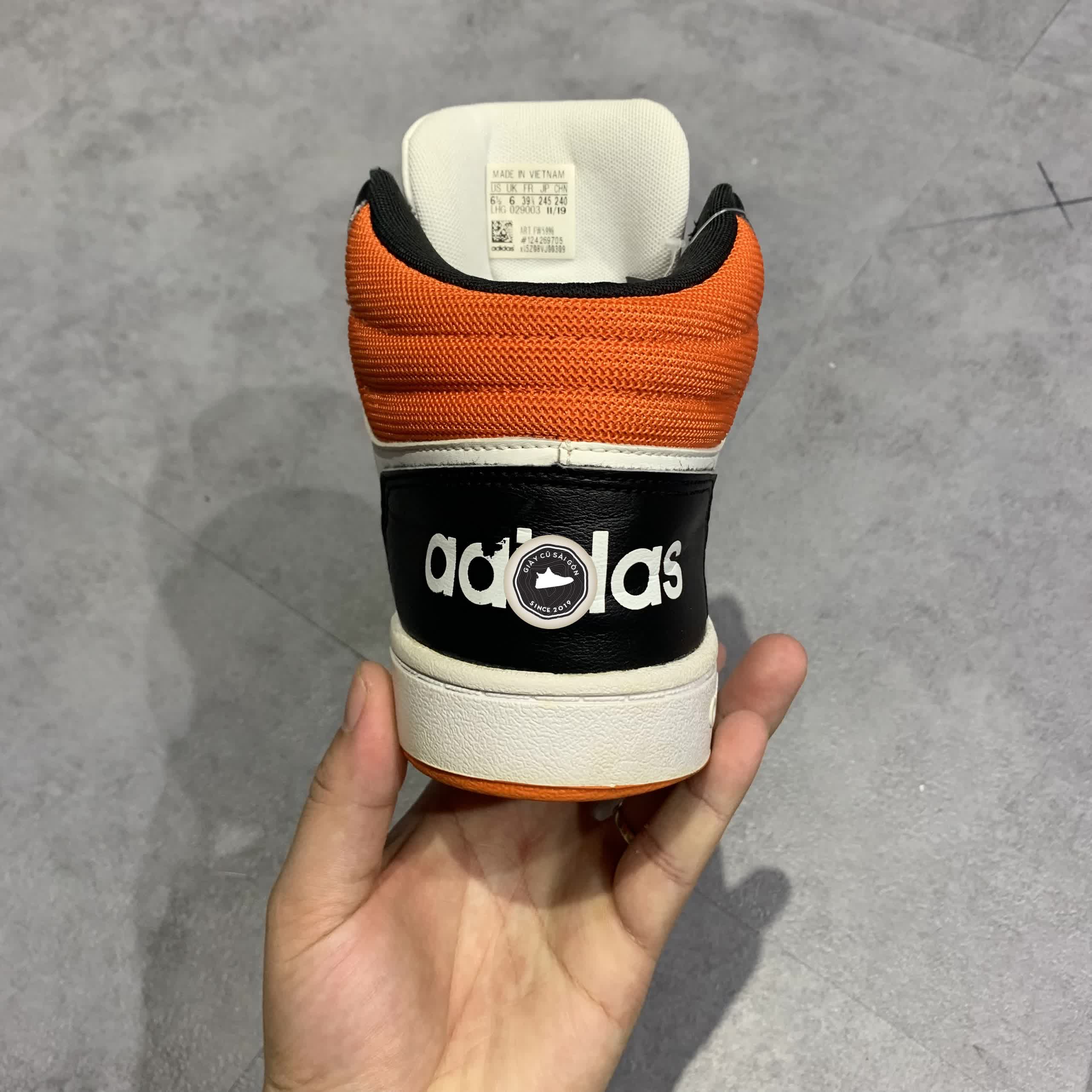 Giày 2hand adidas neo Hoops 2.0 Mid 'Black Orange' FW5996 SIZE 39 1/3 pvn11764