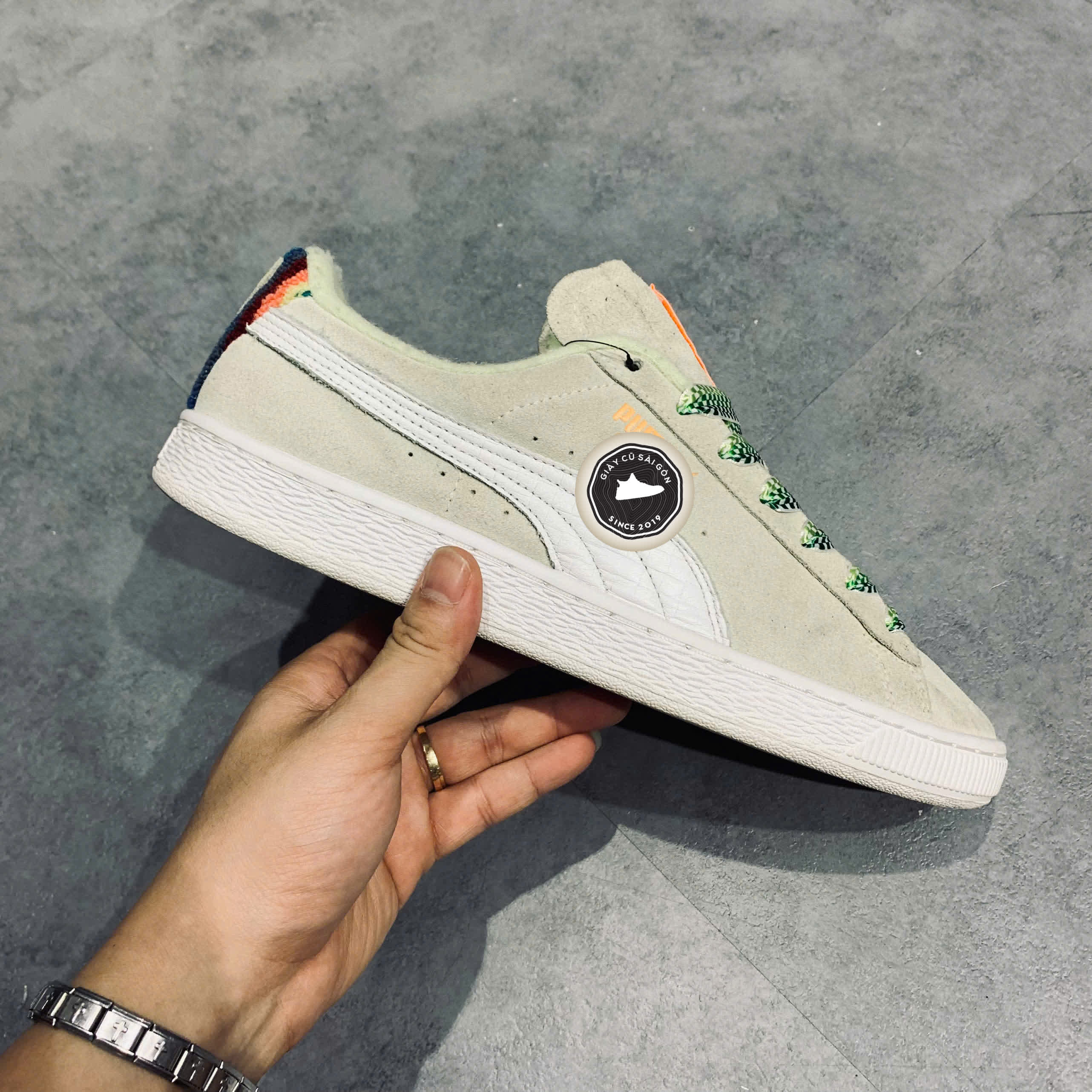 Giày 2HAND Puma Suede Classic Just For Fun 'White Green' 390503-01 SIZE 41 PVN14606
