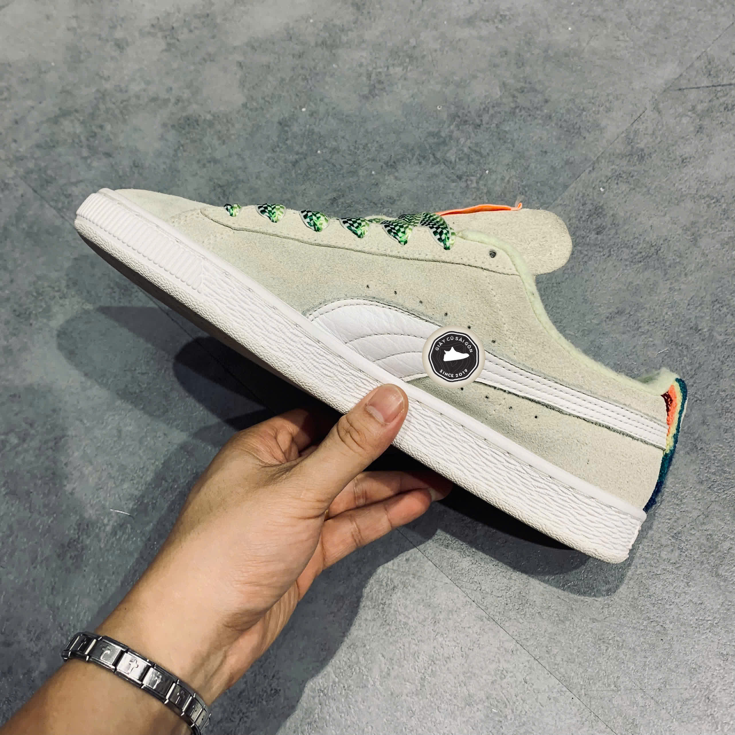 Giày 2HAND Puma Suede Classic Just For Fun 'White Green' 390503-01 SIZE 41 PVN14606