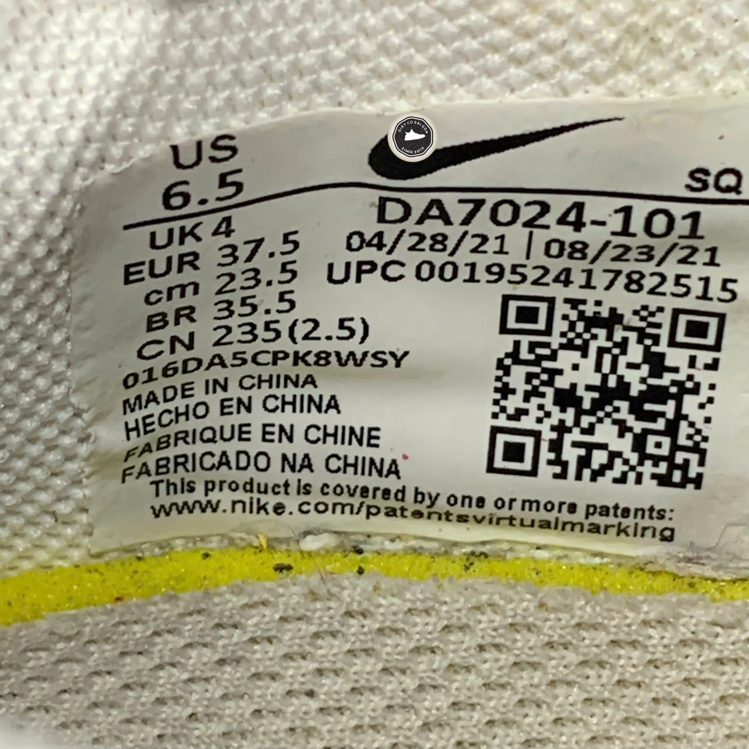 Giày 2HAND Nike Air Force 1 Fontanka 'White Opti Yellow' DA7024-101 SIZE 37.5 PVN15924