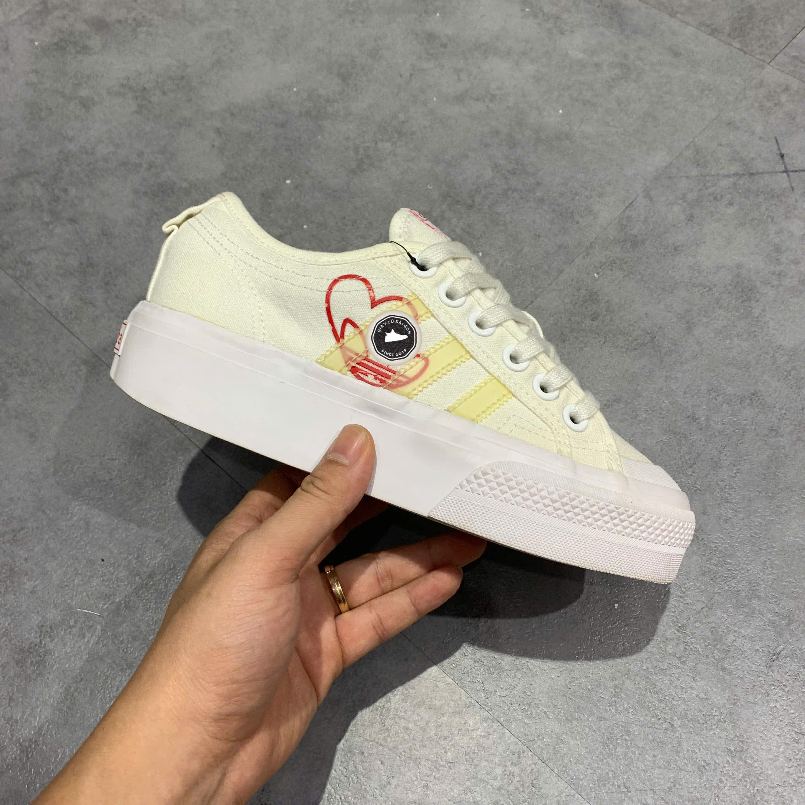 Giày 2hand Nizza Platform 'White Red Heart' FX9179 SIZE 36 2/3 pvn16054