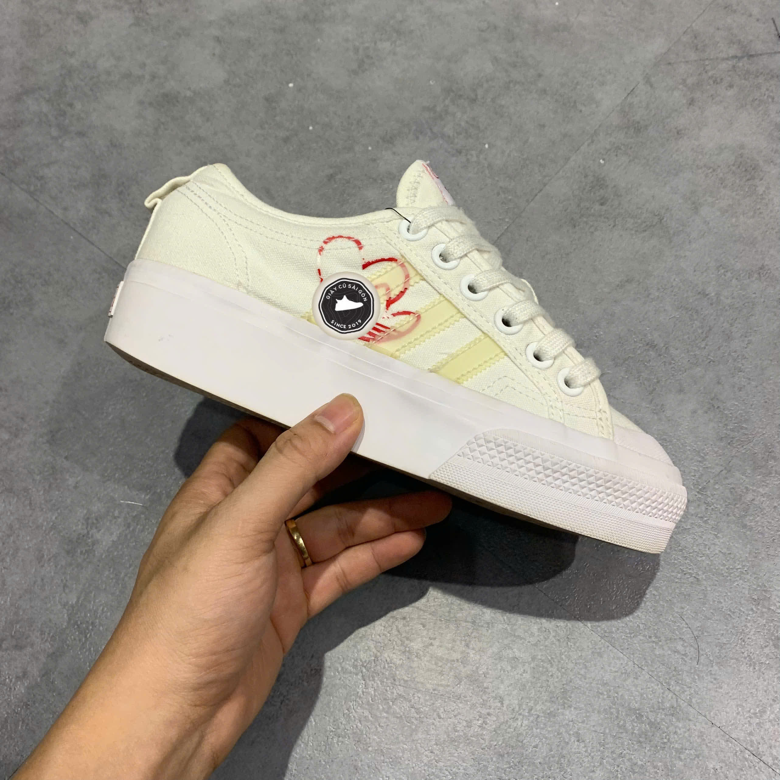 Giày 2hand Platform 'White Red Heart' FX9179 SIZE 36 2/3 pvn16089