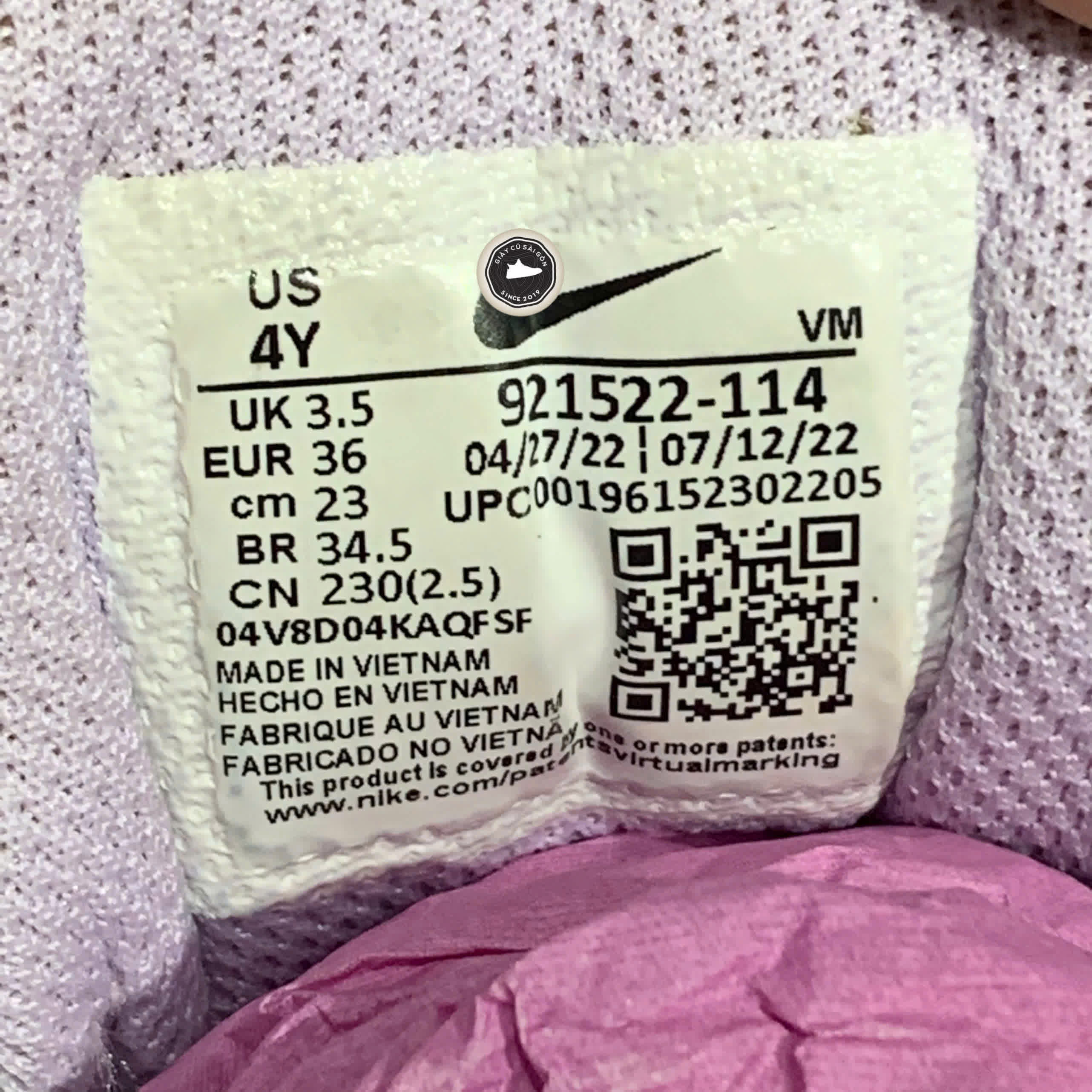 Giày 2hand Air Max 97 GS White Violet Frost 921522 114 SIZE 36 pvn16201