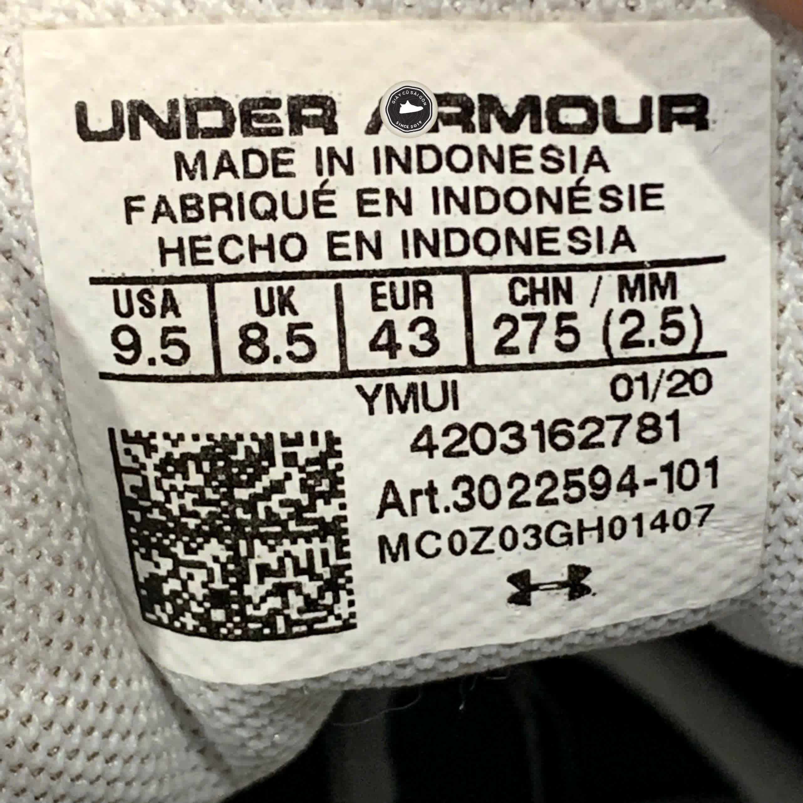 Giày 2hand Under Armour Pursuit 2 'Triple White' 3022594-101 SIZE 43 PVN16830