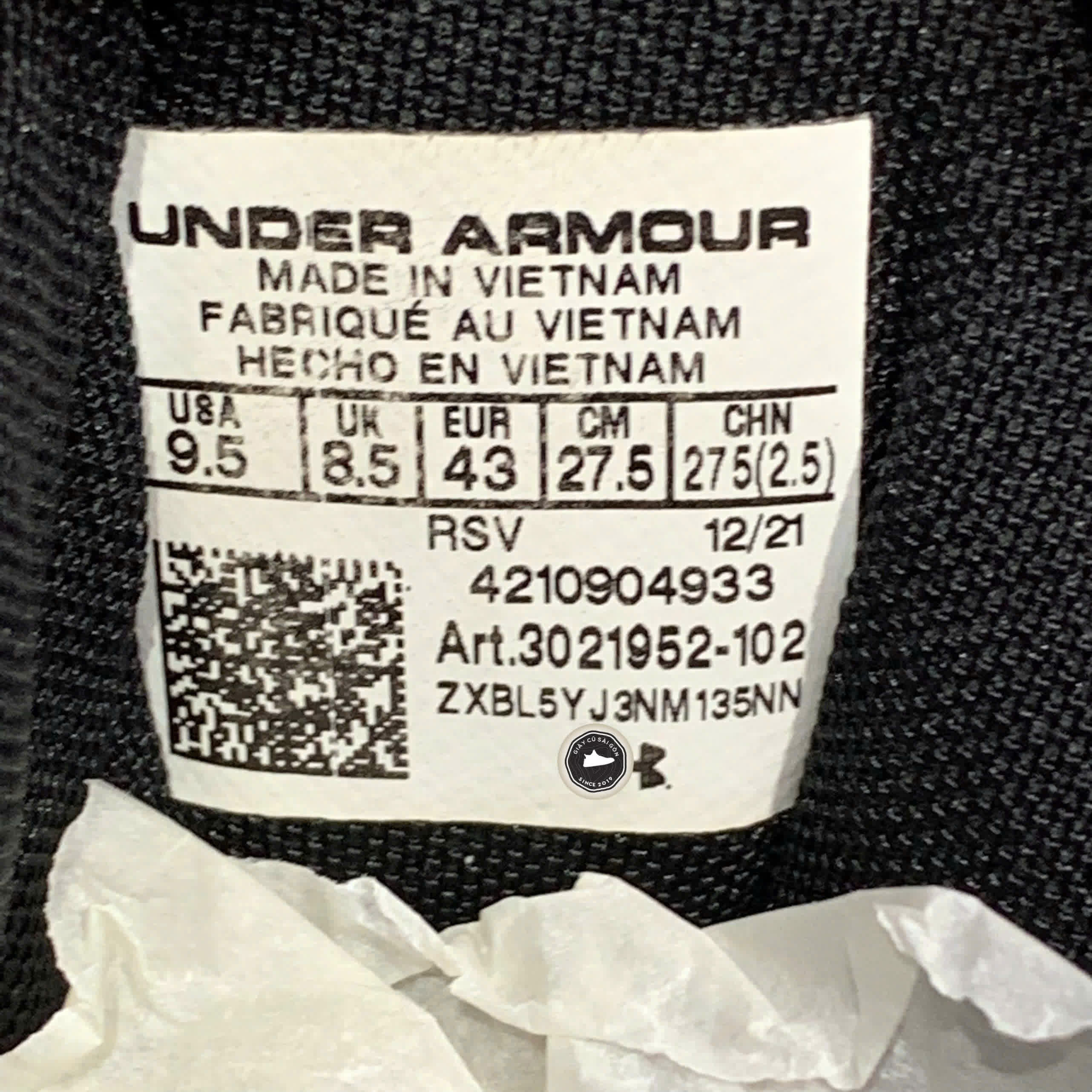 Giày 2hand Charged Assert 8 'Black White' 3021952-110 SIZE 43 pvn16707