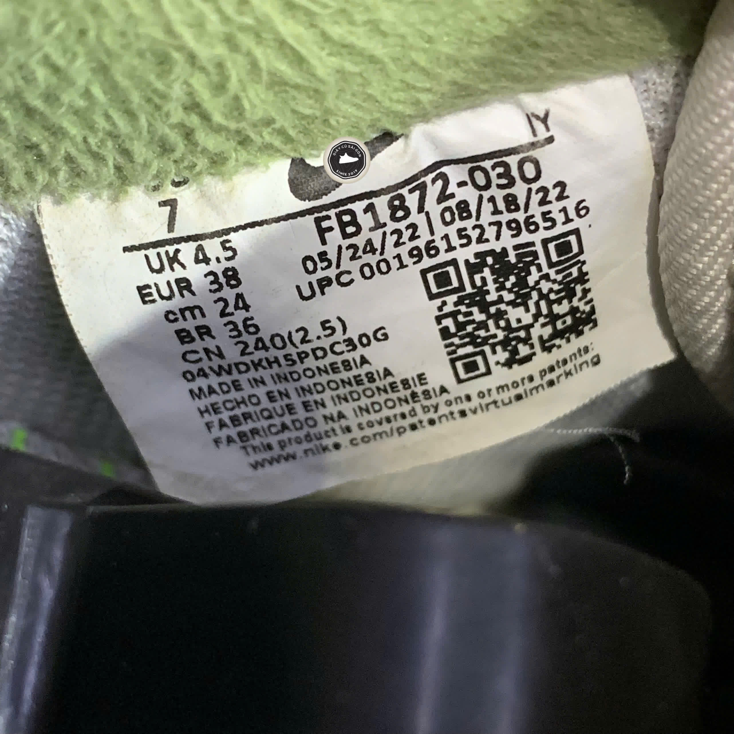 Giày 2hand Air Force 1 'Fleece Honeydew' FB1872-030 SIZE 38 pvn17211