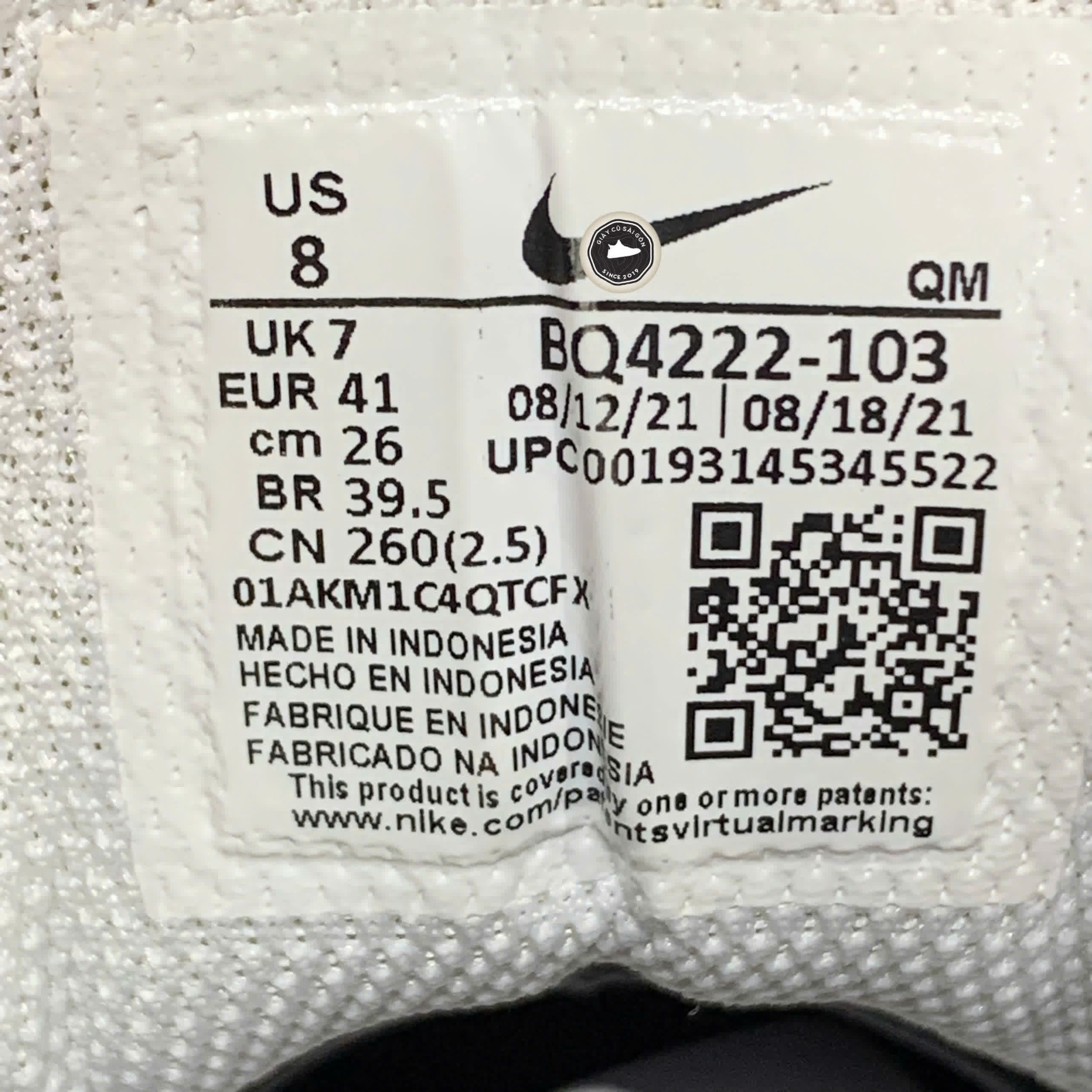 Giày 2hand Court Royale AC 'White Black' BQ4222-103 SIZE 41 pvn17395