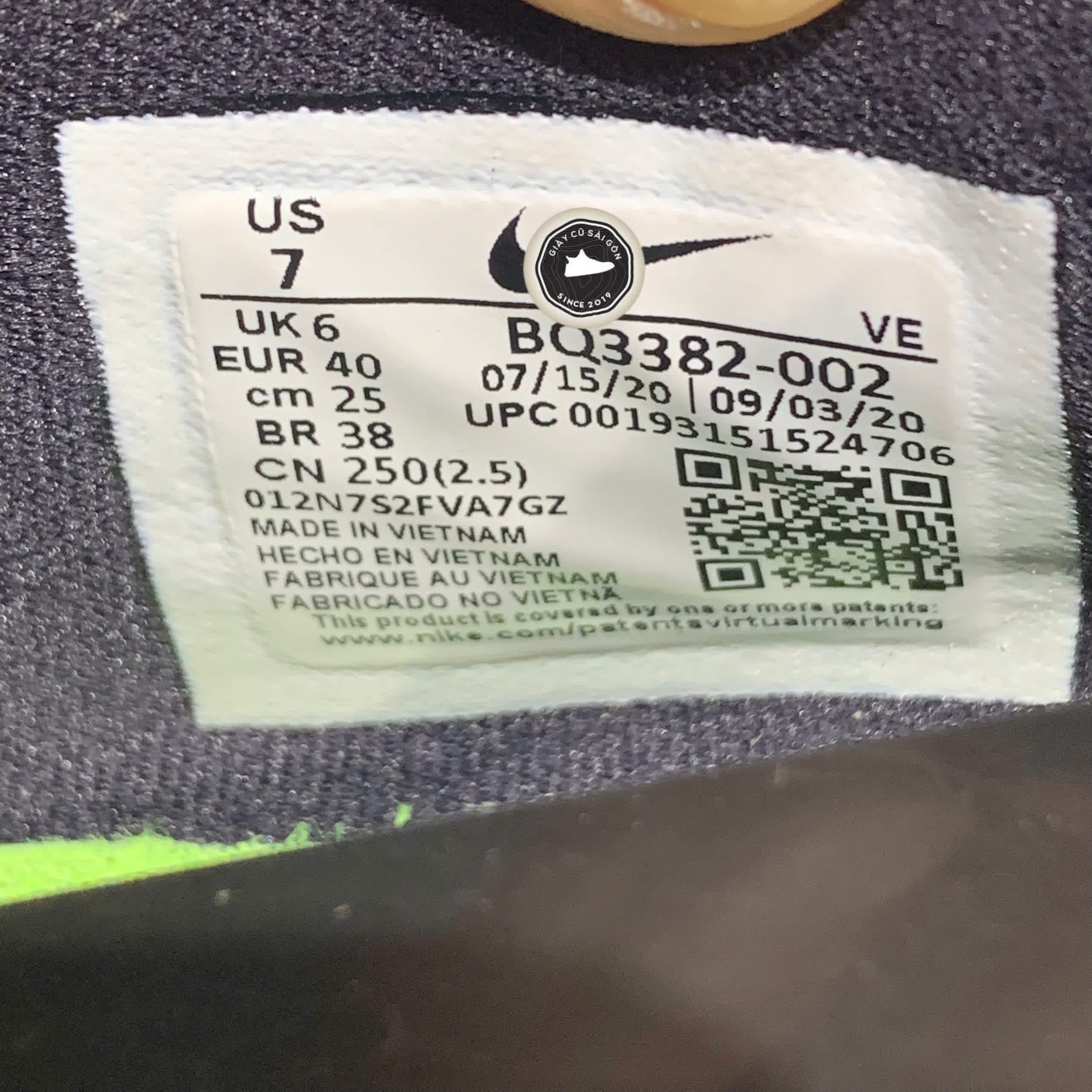 GIÀY 2HAND React 2 Shield Black Volt Green BQ3382-002  SIZE 40 PVN17478