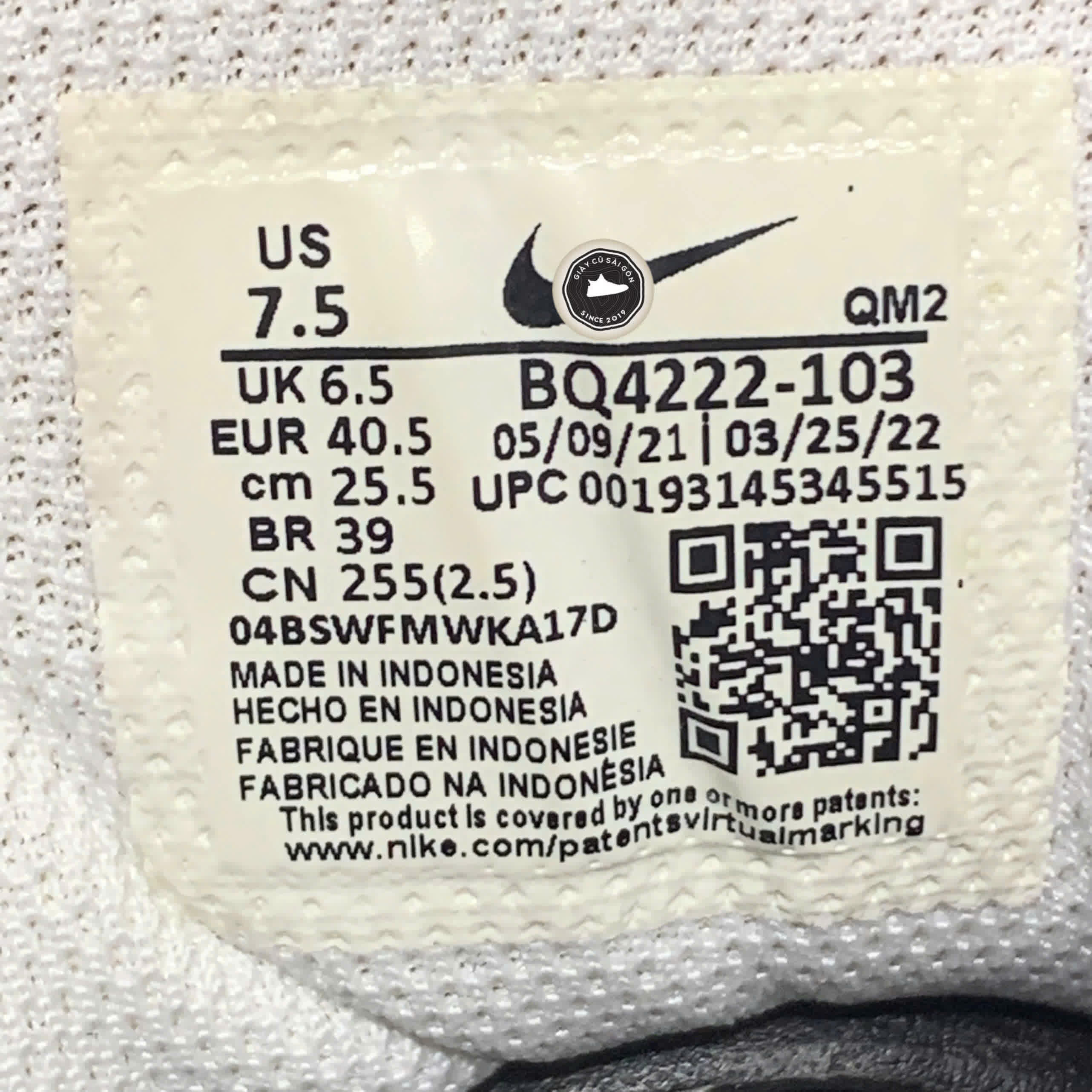 GIÀY 2HAND Court Royale AC 'White Black' BQ4222-103  SIZE 40.5 PVN17307
