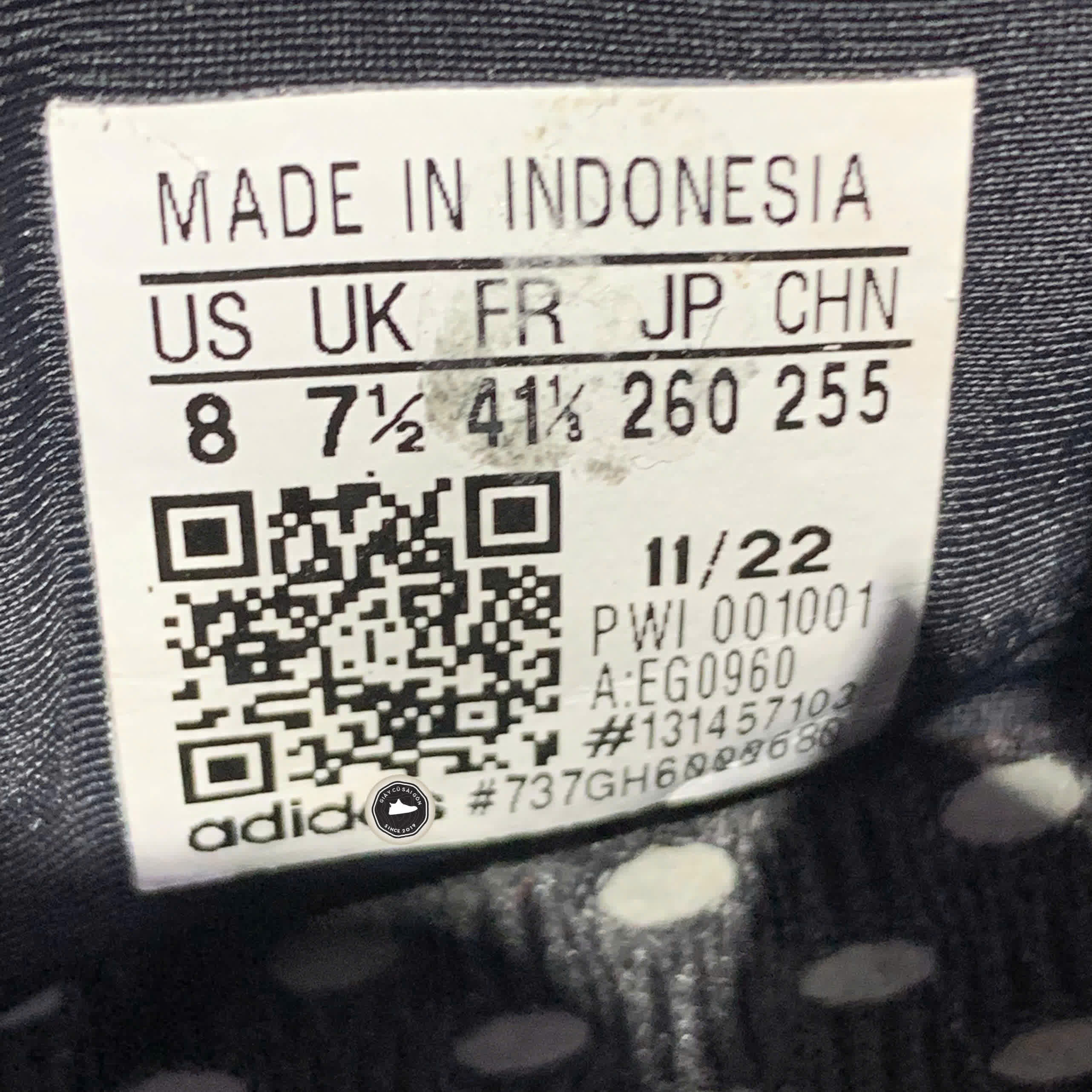 Giày 2hand Core Black Grey Six' EG0960 SIZE 41 1/3 pvn17661