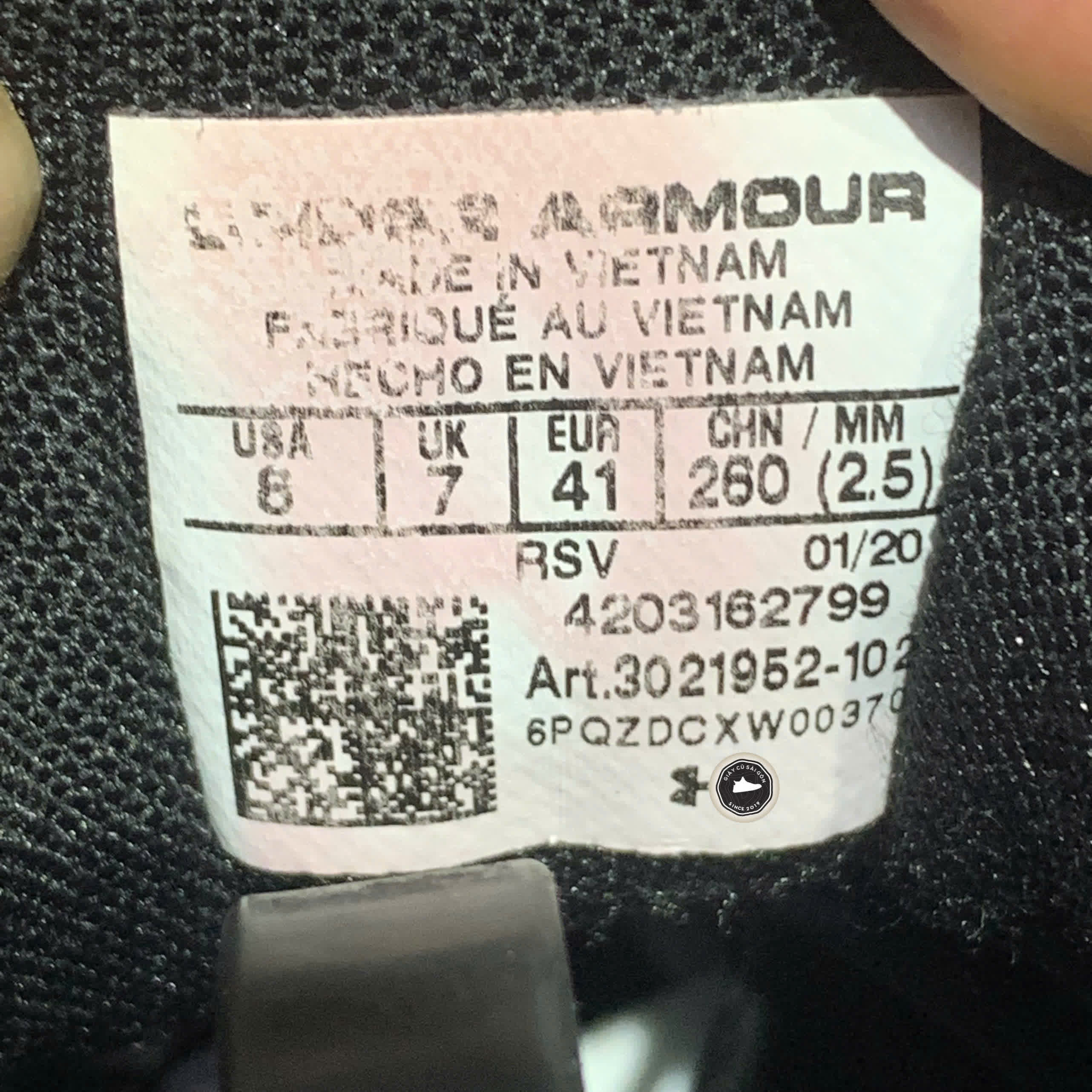 UNDER ARMOUR CHARGED ASSERT 8 3021952-102 SIZE 41 - GIÀY 2HAND CHÍNH HÃNG PVN17843