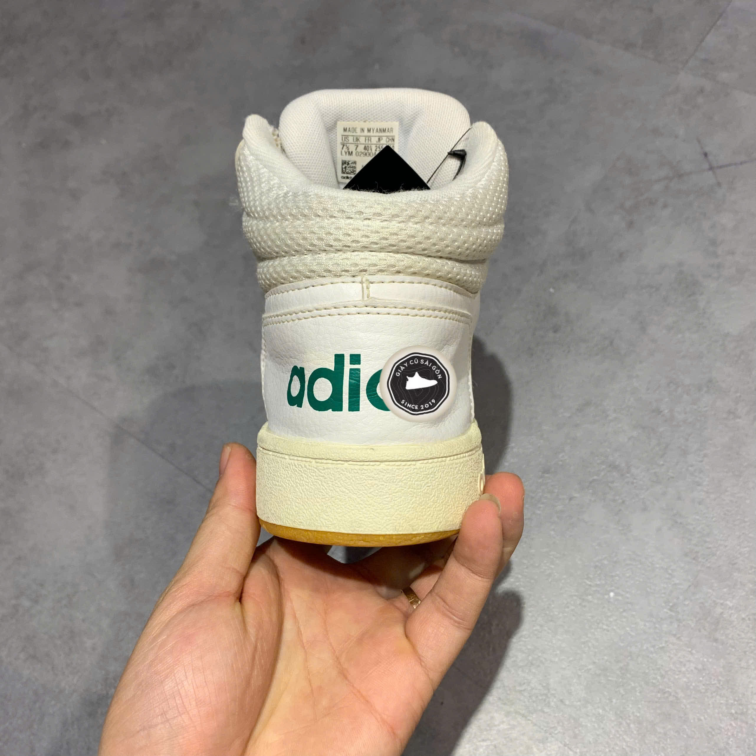 Giày 2hand adidas neo HOOPS 2.0 MID 'White Green' EE7385 SIZE 40 2/3 PVN17886