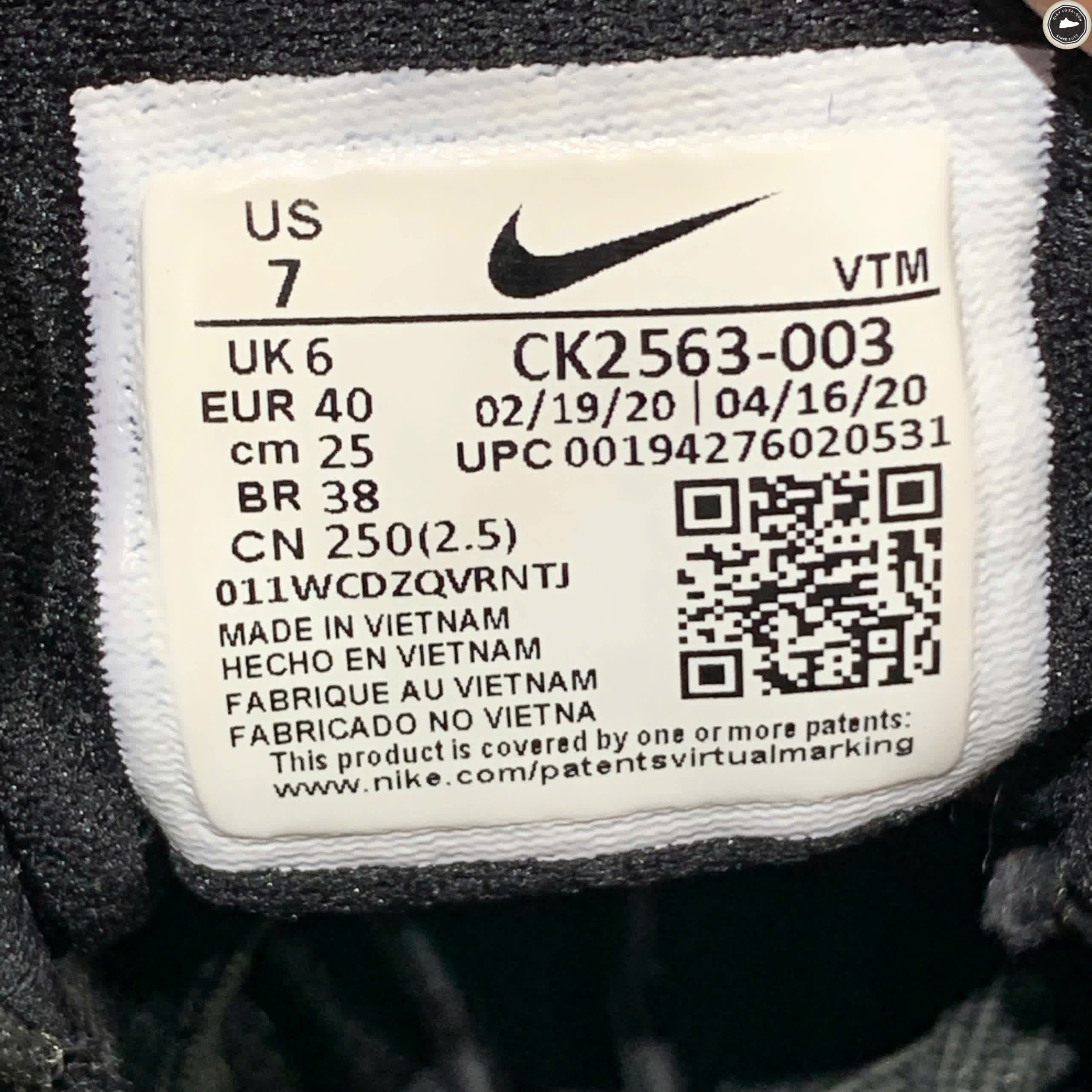 NIKE LEGEND REACT 3 'CORE BLACK' CK2563-003 SIZE 40 - GIÀY 2HAND CHÍNH HÃNG PVN17995