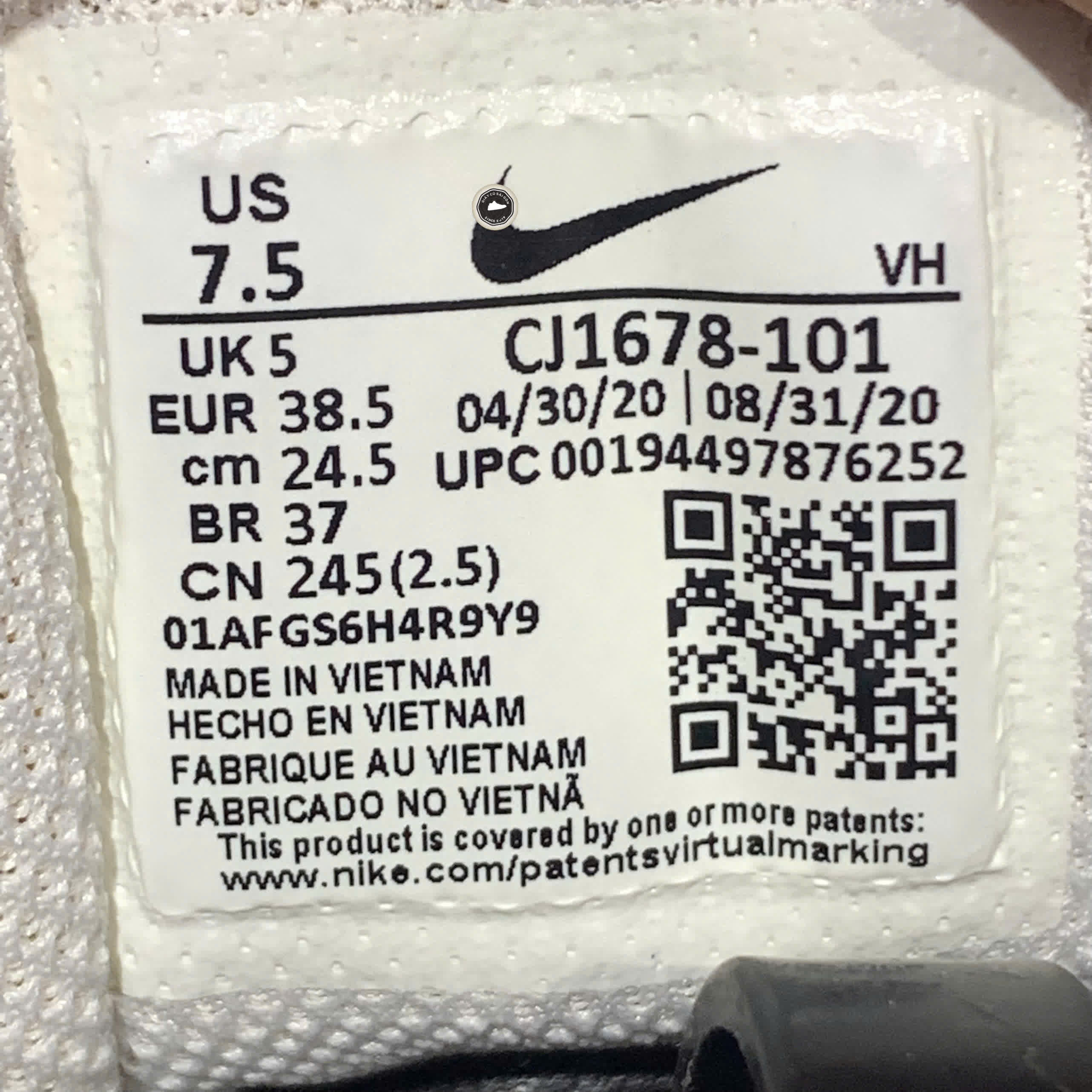 NIKE AIR MAX SIREN CJ1678-101 SIZE 38.5 - GIÀY 2HAND CHÍNH HÃNG