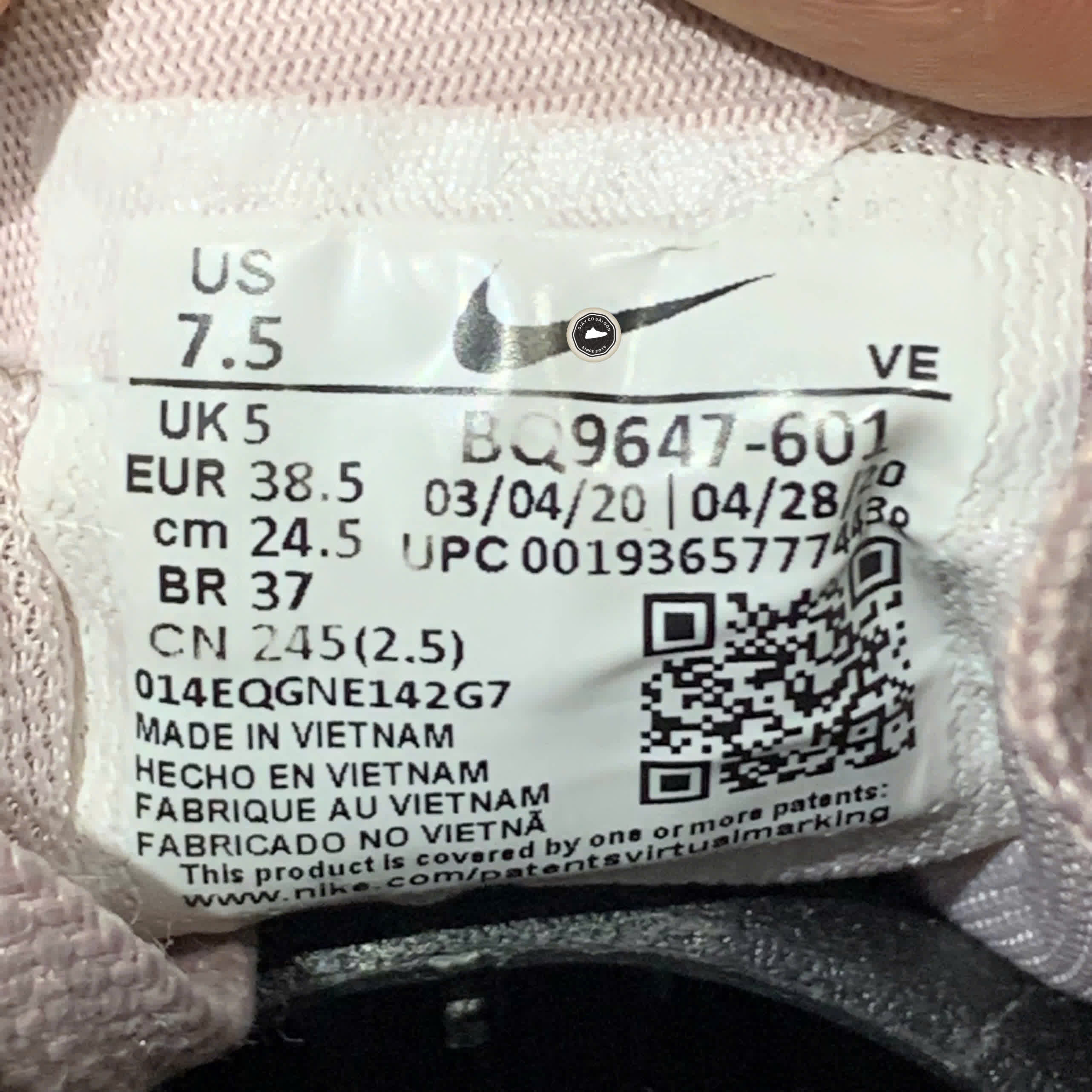 NIKE AIR ZOOM PEGASUS 37 'CHAMPAGNE' BQ9647-601 SIZE 38.5 - GIÀY 2HAND CHÍNH HÃNG