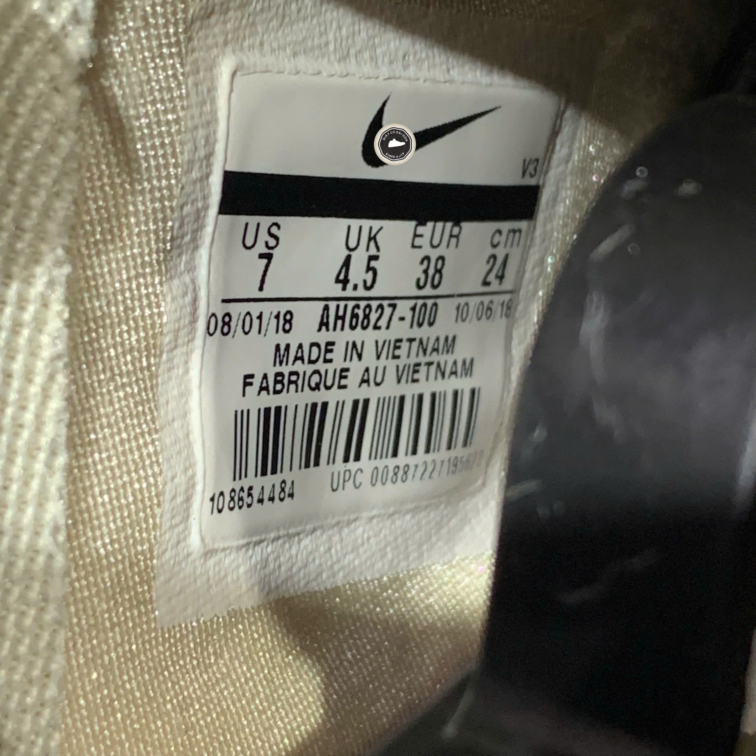 NIKE AIR FORCE 1 LOW JELLY PUFF PALE IVORY AH6827 100 SIZE 38 - GIÀY 2HAND CHÍNH HÃNG