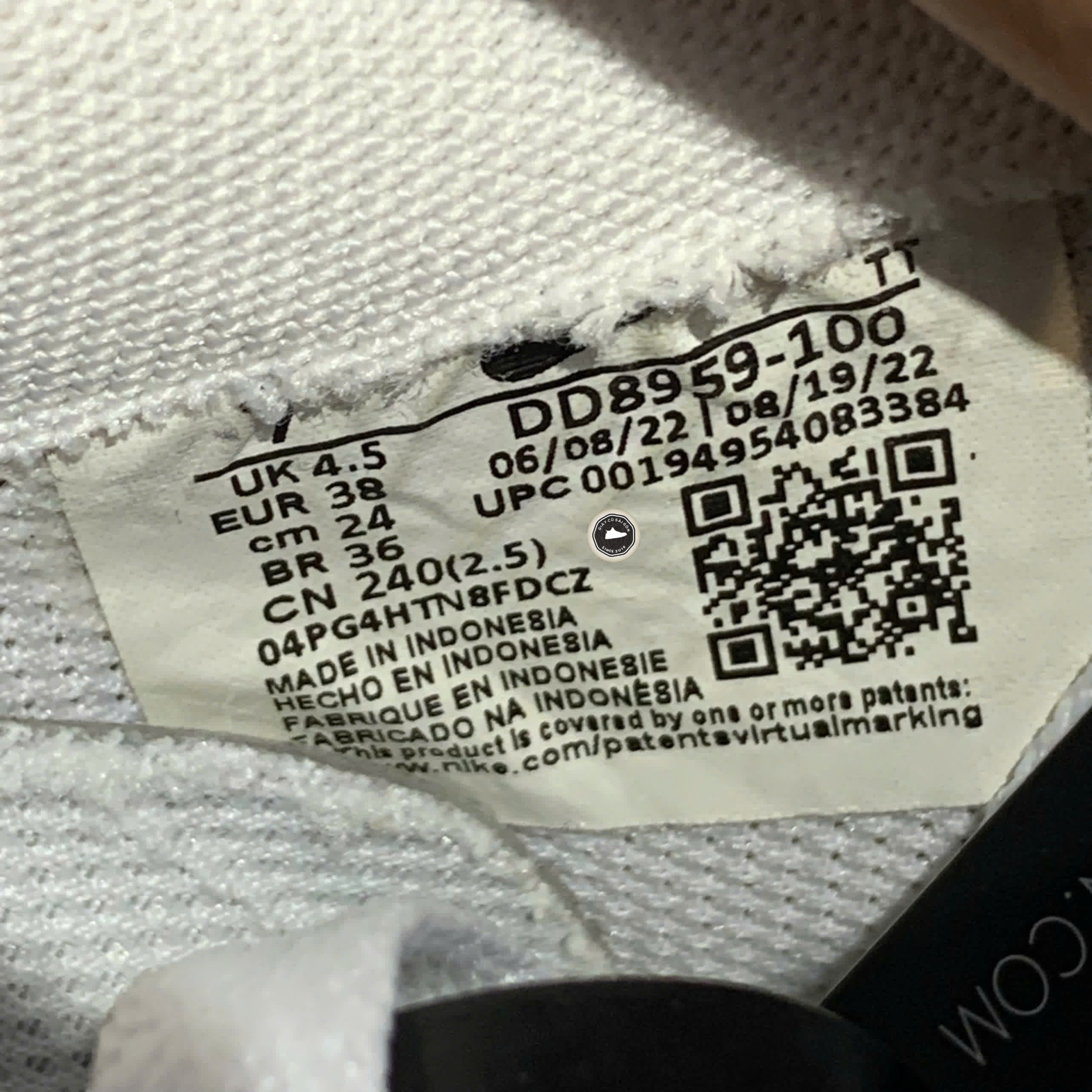 GIÀY NIKE AIR FORCE 1 '07 TRẮNG SIZE 38