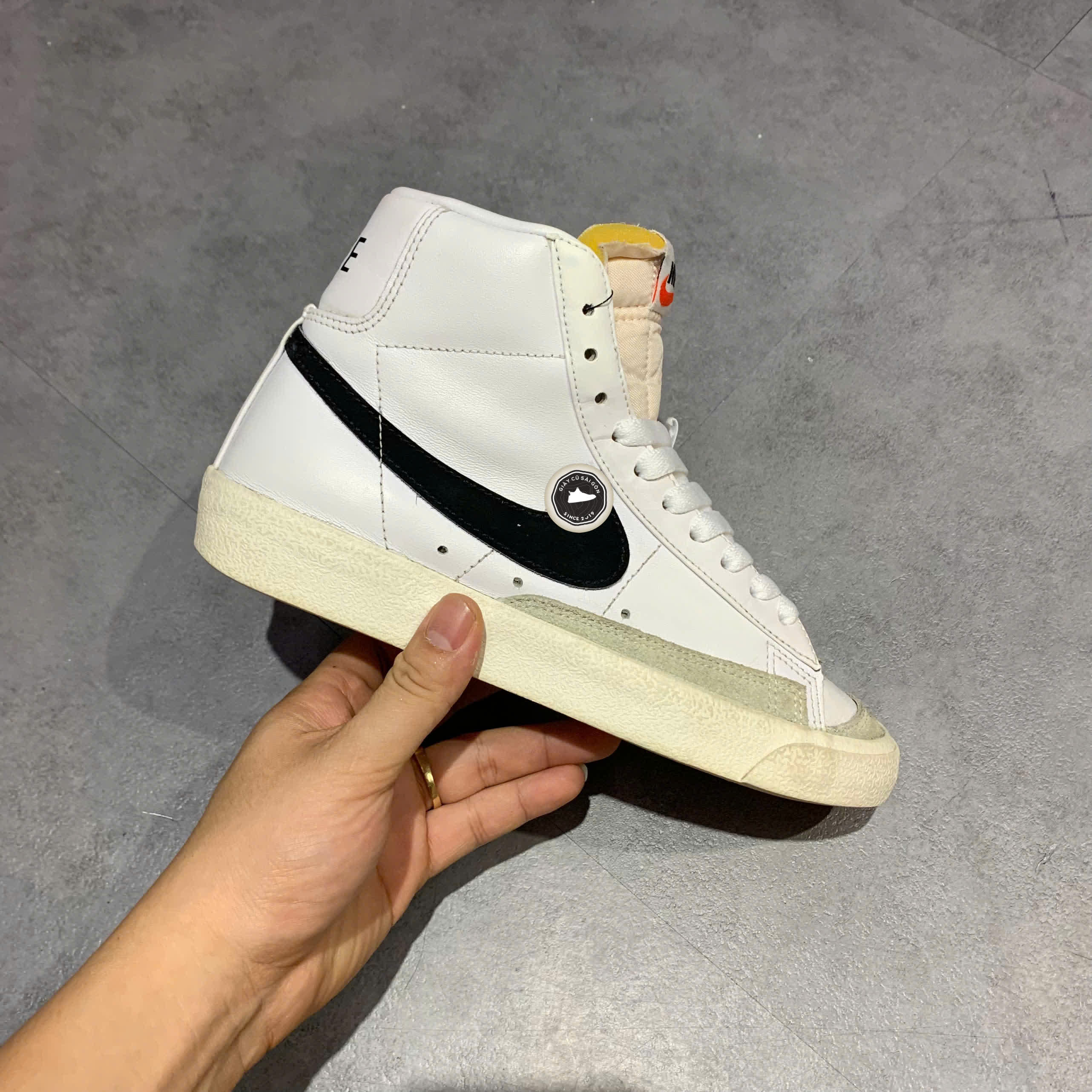 GIÀY NIKE BLAZER MID '77 VINTAGE 'WHITE BLACK' CZ1055-100 SIZE 36.5 - GIÀY 2HAND CHÍNH HÃNG