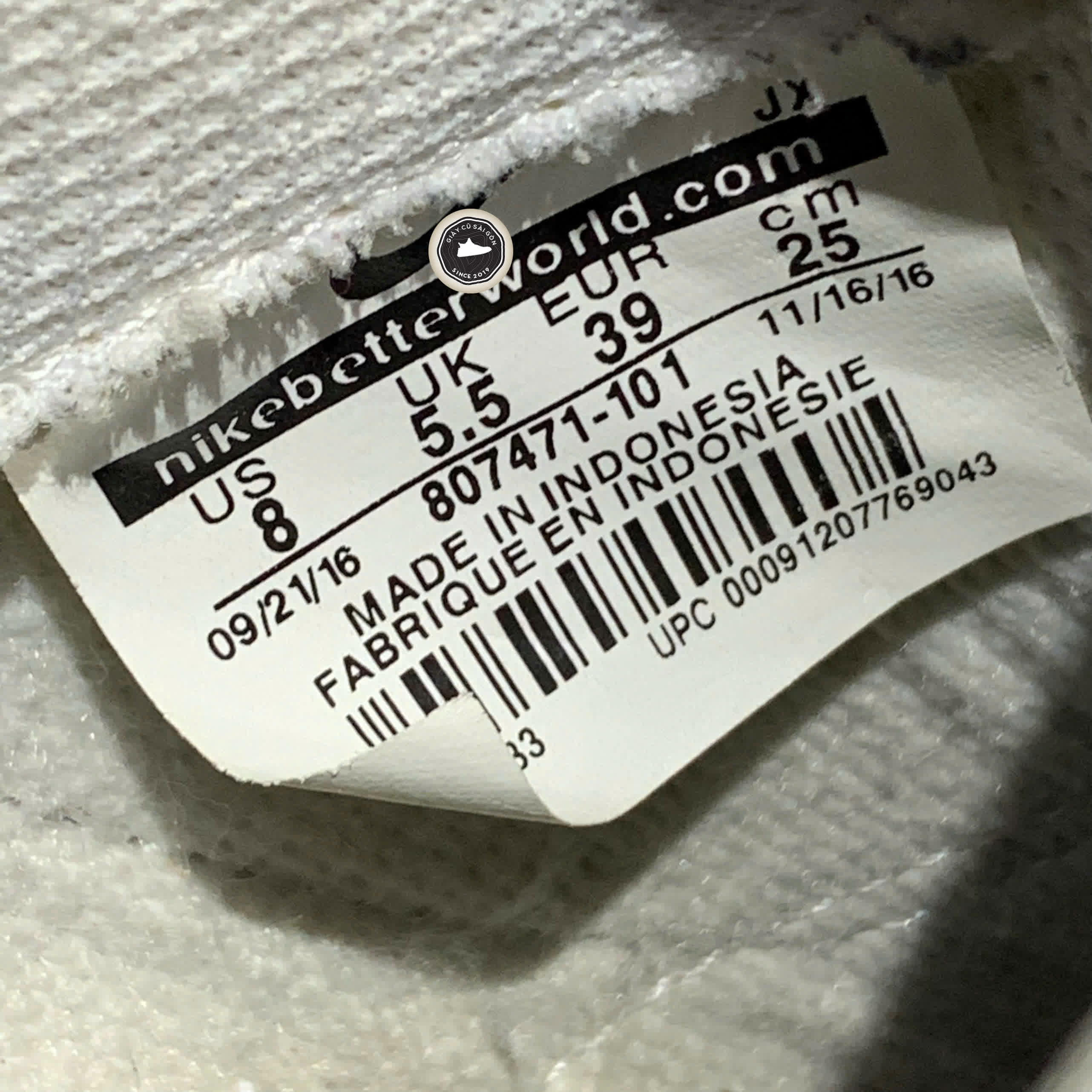 GIÀY NIKE CLASSIC CORTEZ LEATHER 'WHITE BLACK' 807471-101 SIZE 39 - GIÀY 2HAND CHÍNH HÃNG