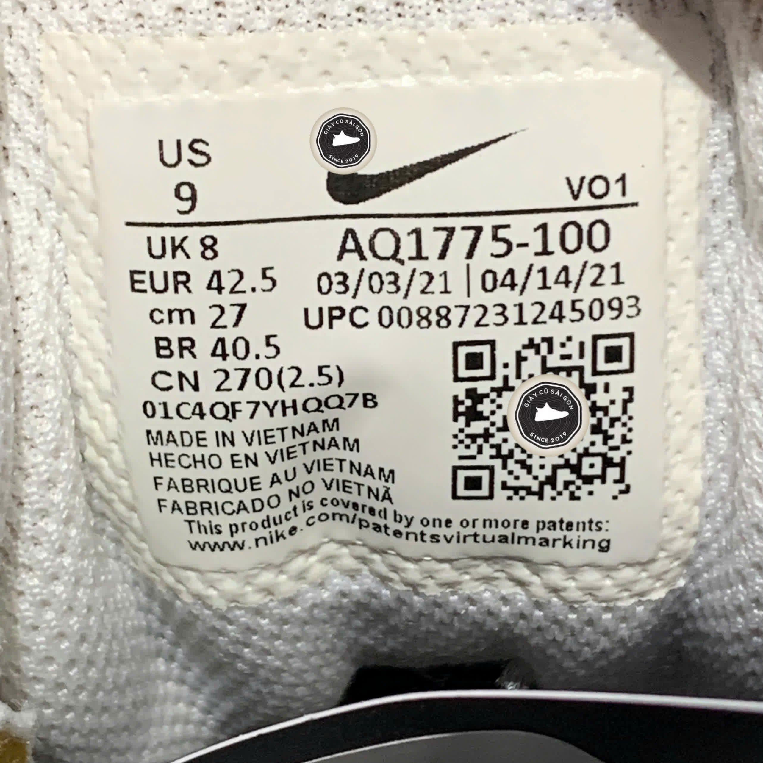 GIÀY NIKE EBERNON MID AQ1772 100 SIZE 42.5 – GIÀY 2HAND CHÍNH HÃNG