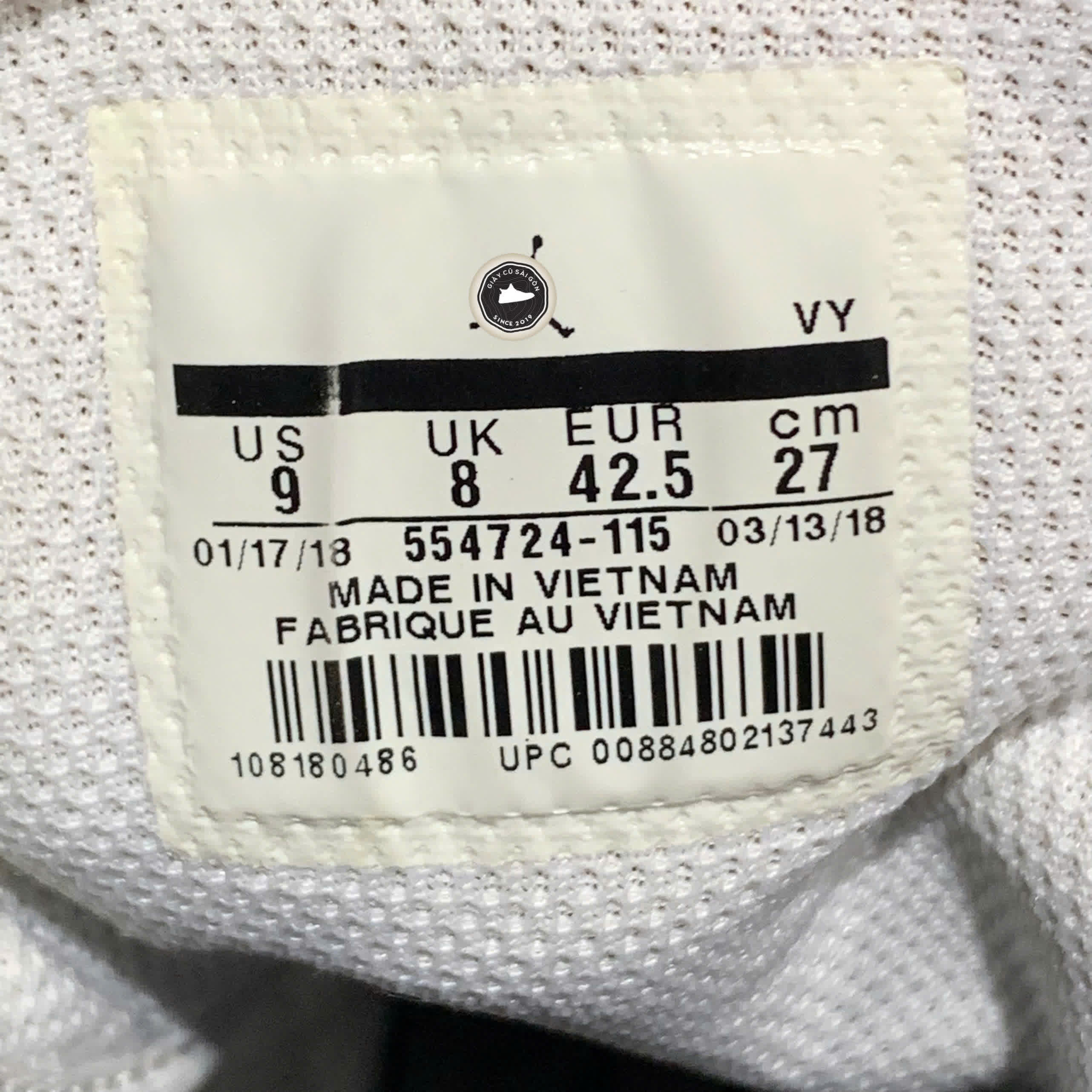 GIÀY NIKE AIR JORDAN 1 MID 'WHITE CEMENT' 554724-115 SIZE 42.5 – GIÀY 2HAND CHÍNH HÃNG