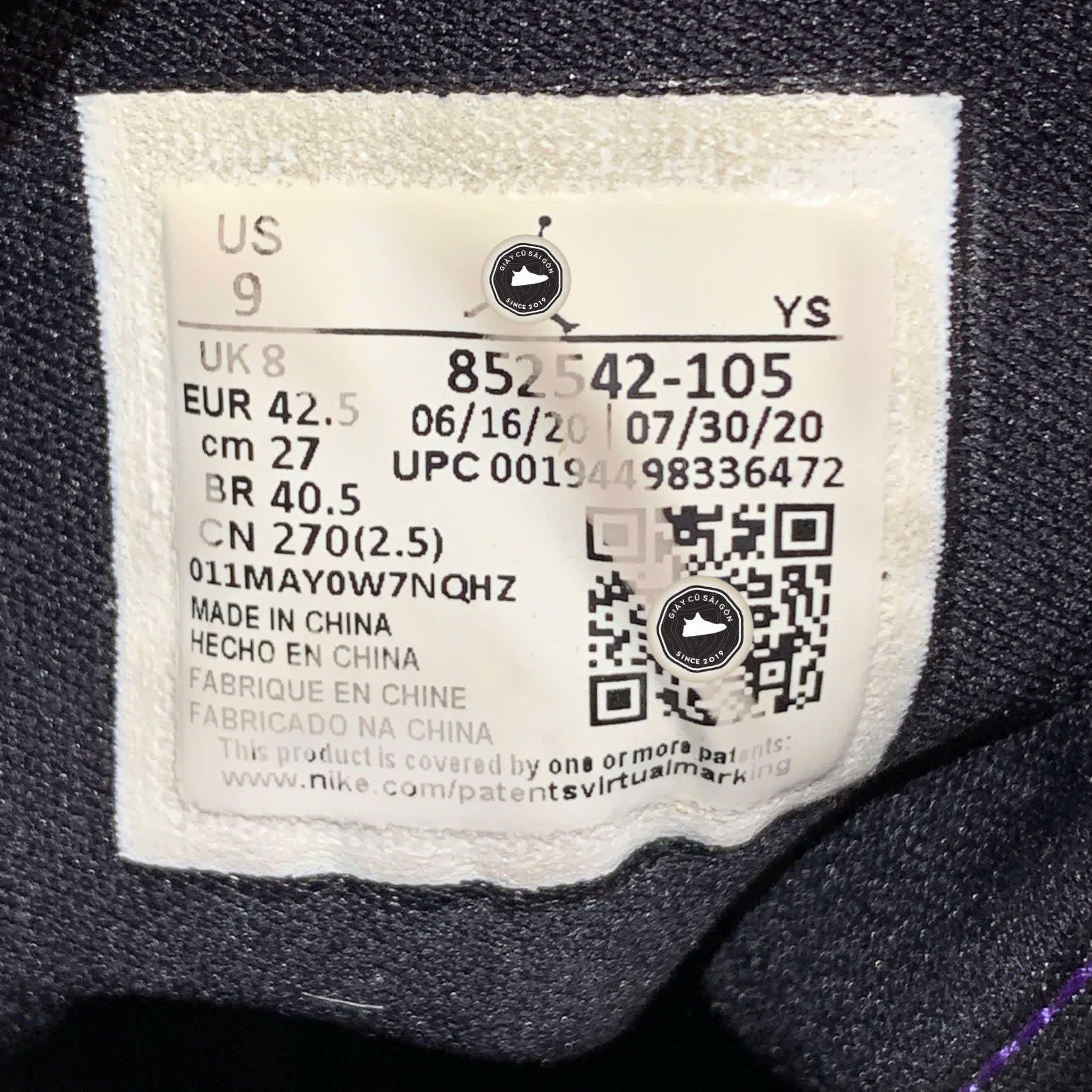 NIKE AIR JORDAN 1 MID SE VARSITY PURPLE 852542 105 SIZE 42.5 - GIÀY 2HAND CHÍNH HÃNG