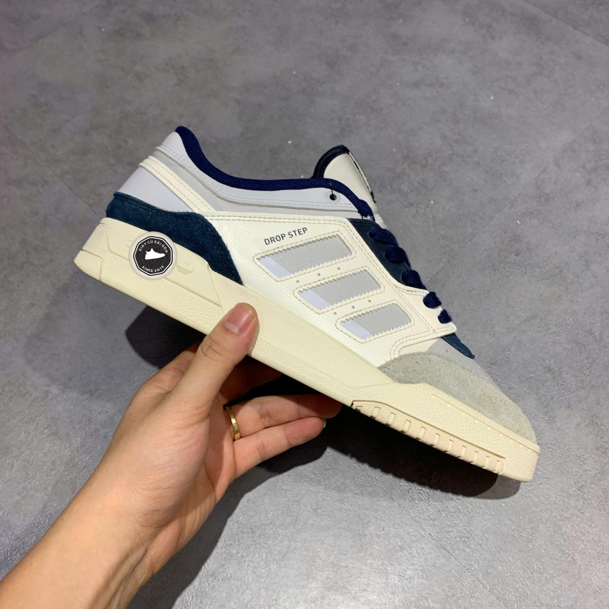 ADIDAS DROP STEP LOW 'OFF WHITE HALO BLUE' HQ7119 SIZE 43 1/3 - GIÀY 2HAND CHÍNH HÃNG