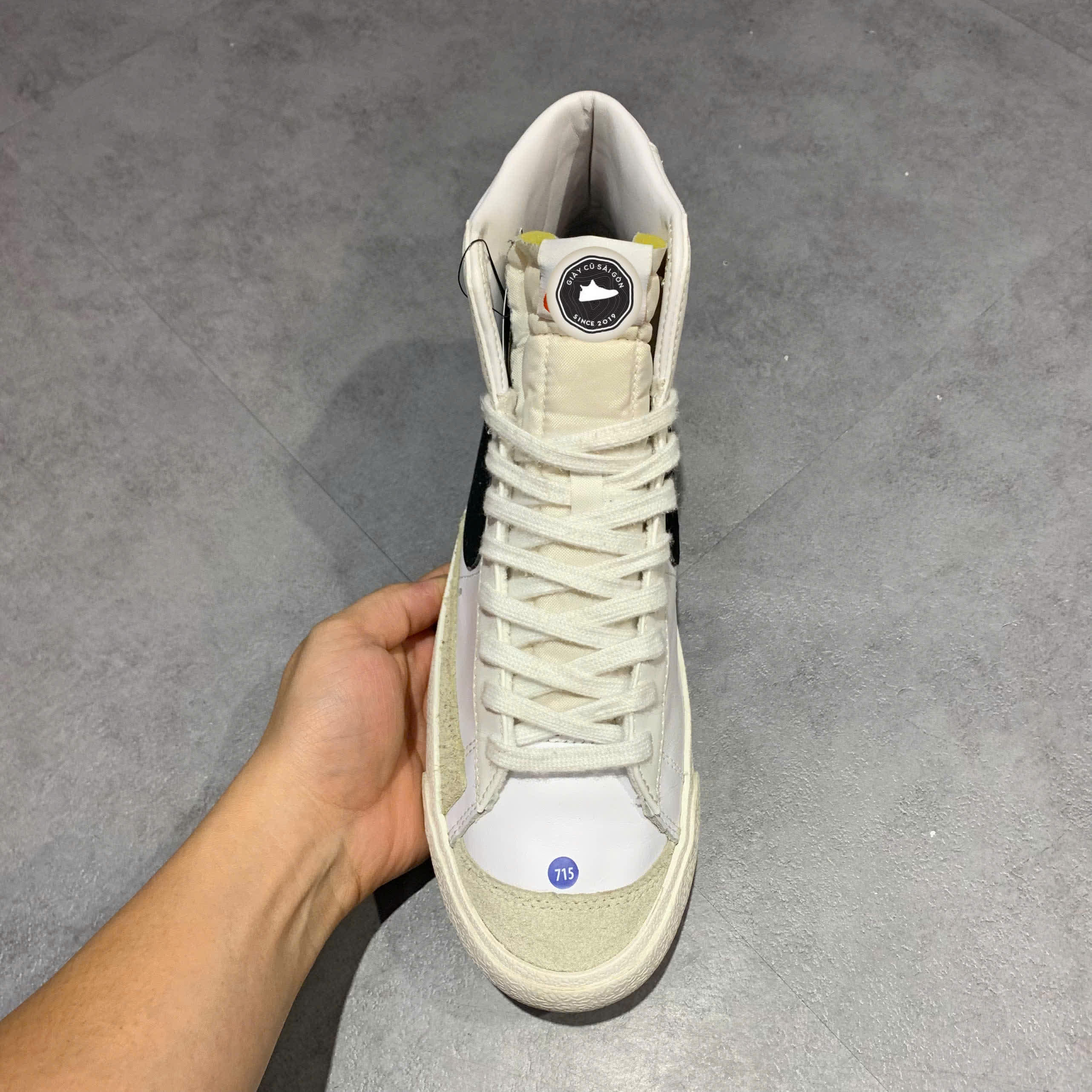 GIÀY NIKE BLAZER MID 77 VINTAGE WHITE BLACK 100 SIZE 43 - GIÀY 2HAND CHÍNH HÃNG