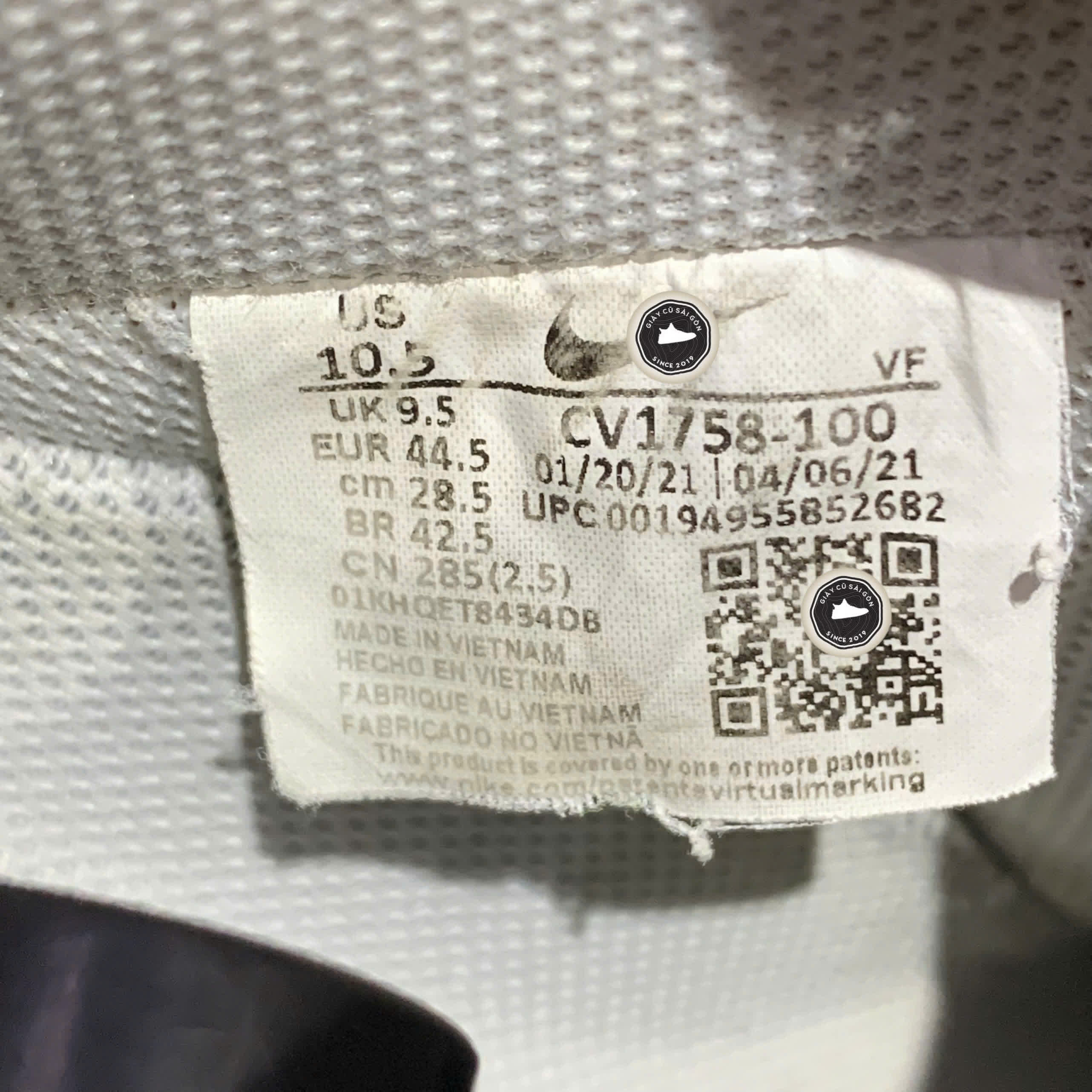 GIÀY NIKE AIR FORCE 1/1 TRIPLE WHITE CV1758-100 SIZE 44.5 – GIÀY 2HAND CHÍNH HÃNG