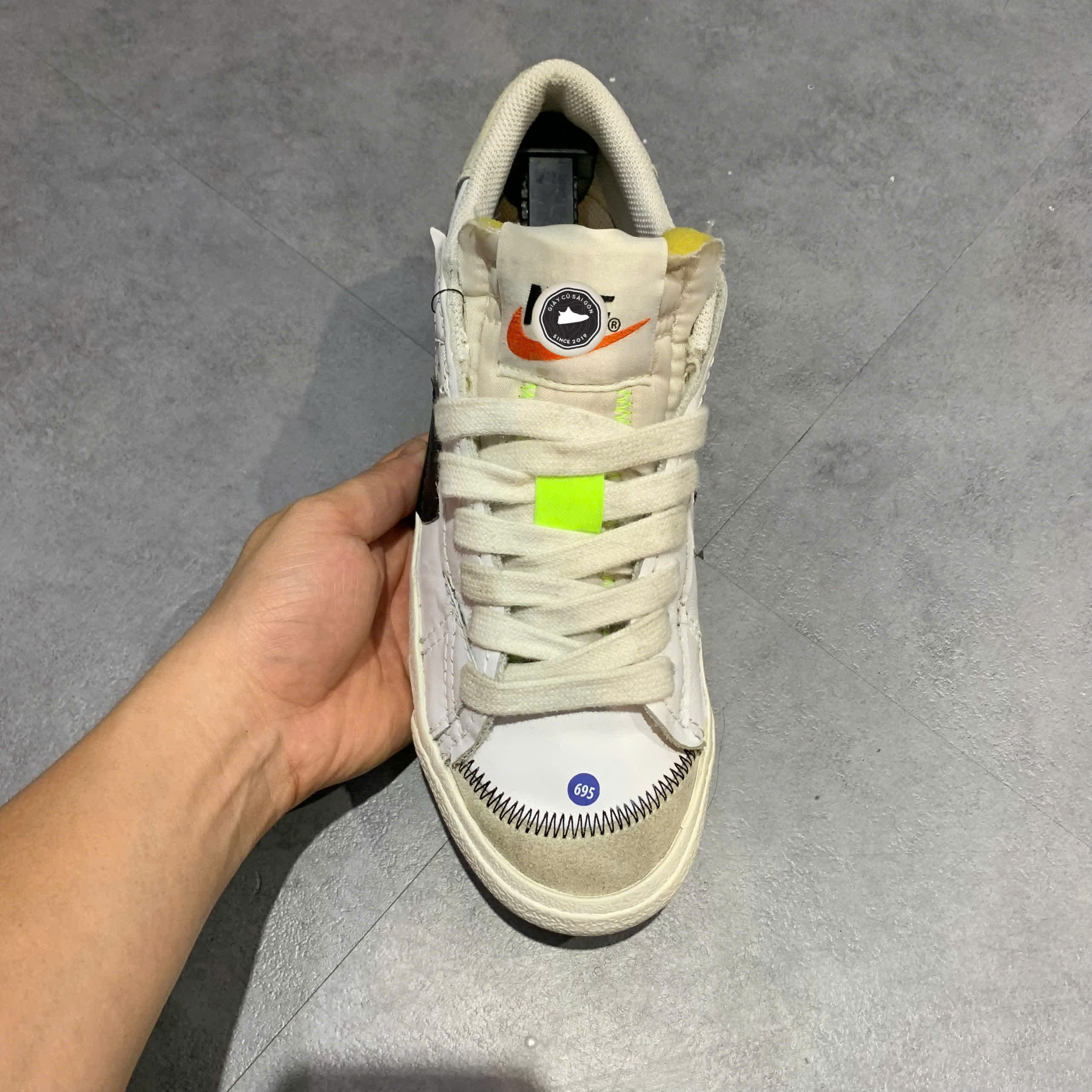👟 NIKE BLAZER LOW '77 JUMBO 'WHITE BLACK' DN2158-101 SIZE 41 - GIÀY 2HAND CHÍNH HÃNG 👟