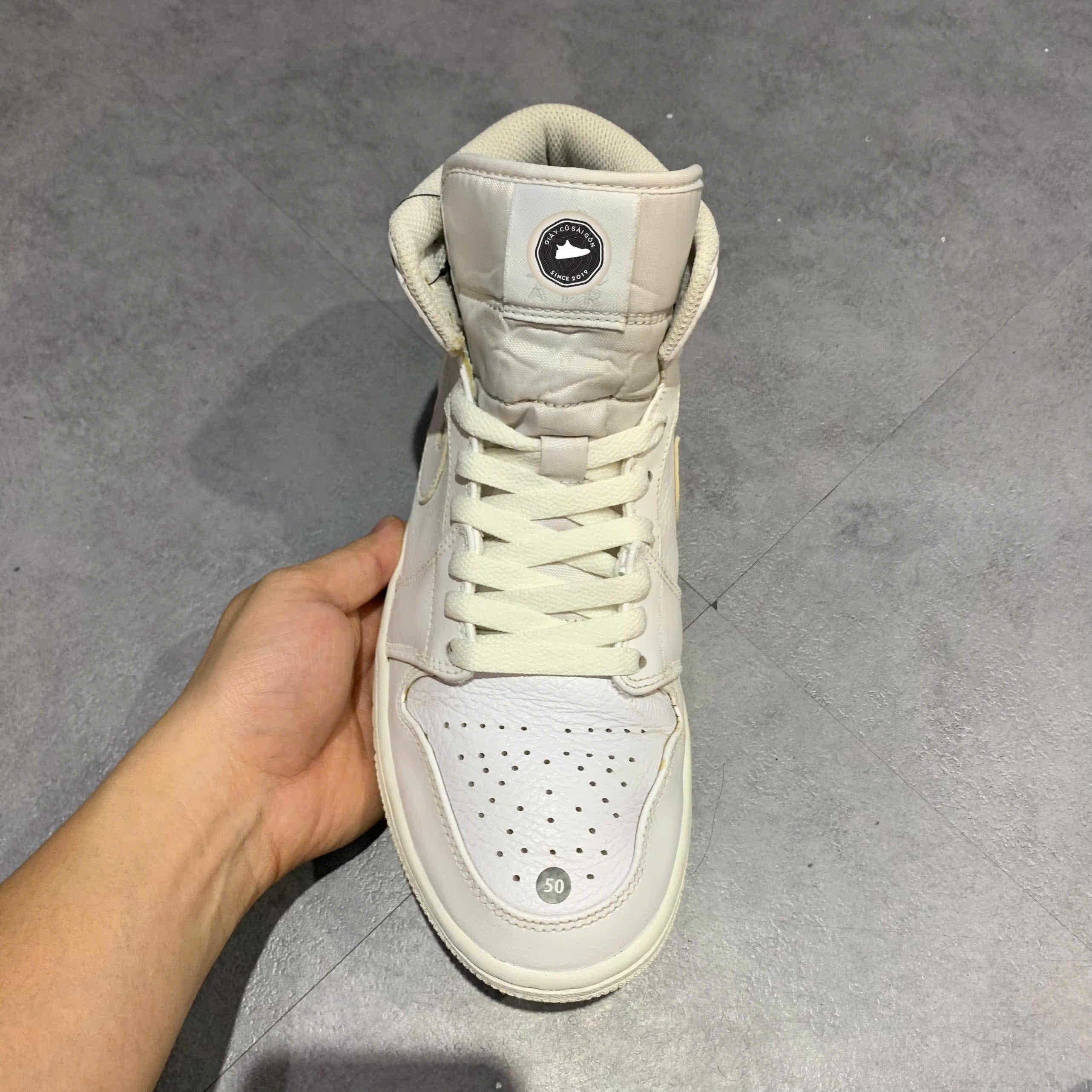 NIKE AIR JORDAN 1 MID 'TRIPLE WHITE' – 554724-109 – SIZE 41 – GIÀY 2HAND CHÍNH HÃNG