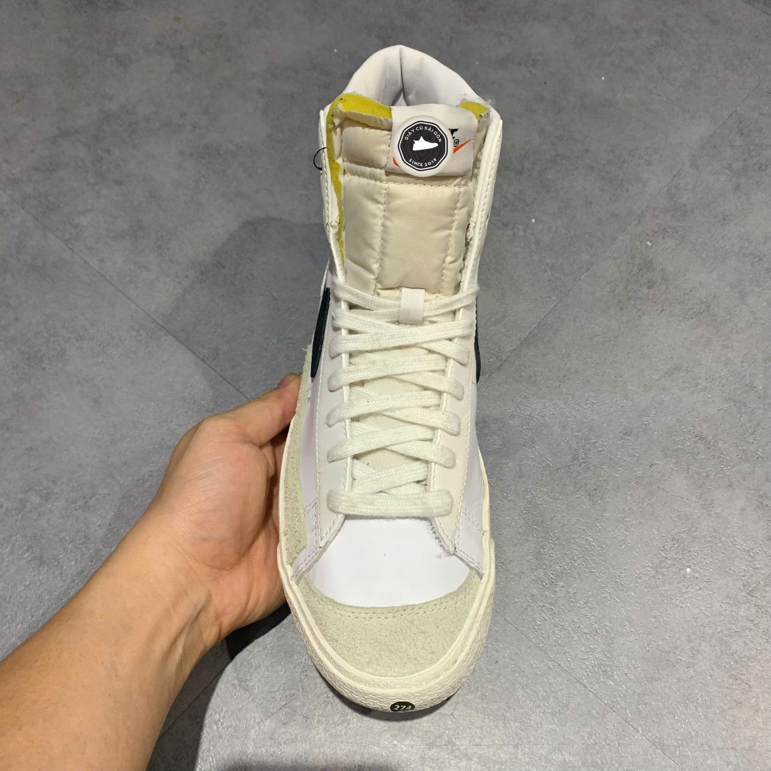 NIKE BLAZER MID '77 VINTAGE 'WHITE BLACK' SIZE 40.5 GIÀY 2HAND CHÍNH HÃNG