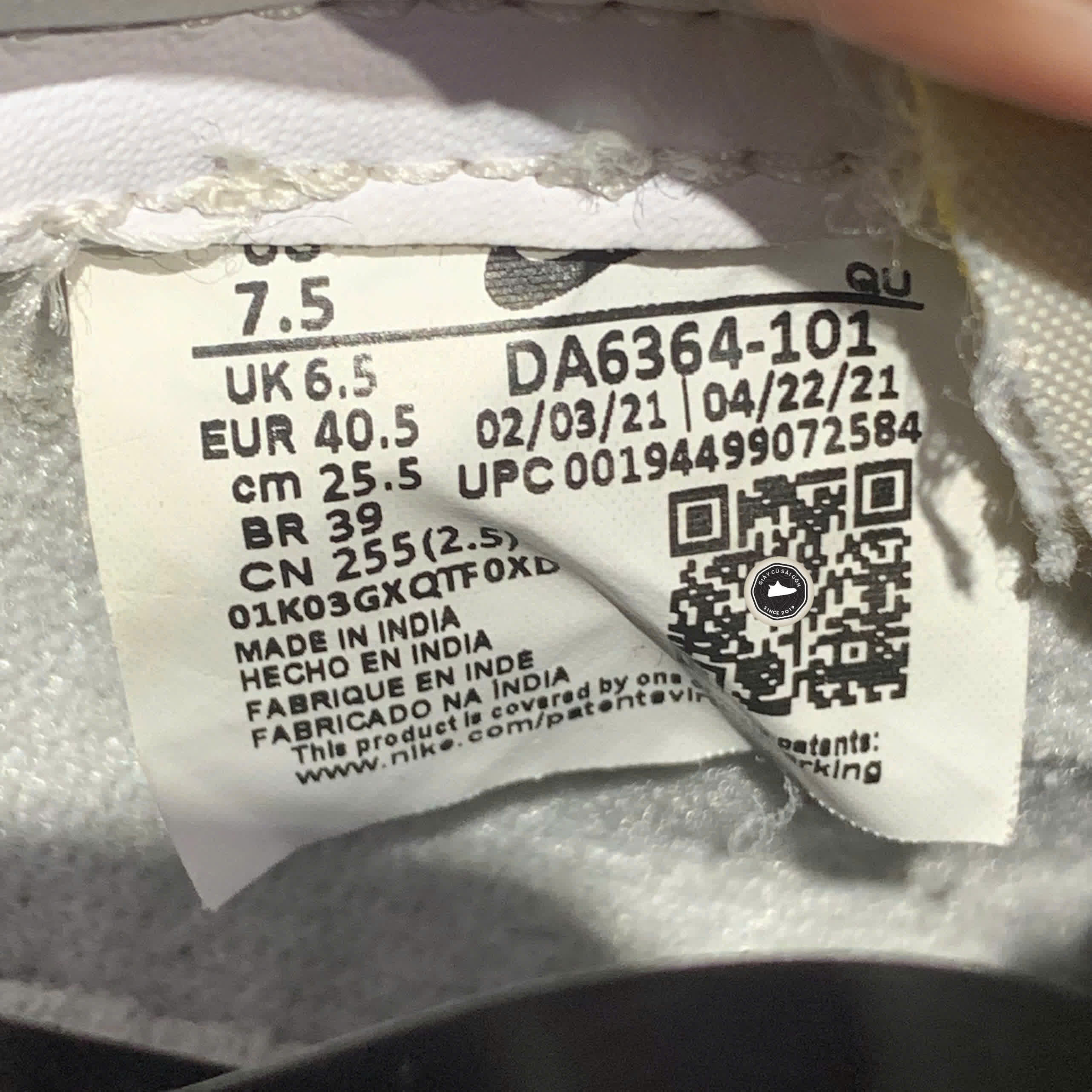 NIKE BLAZER LOW '77 VINTAGE WHITE BLACK' - DA6364-101 - GIÀY 2HAND CHÍNH HÃNG