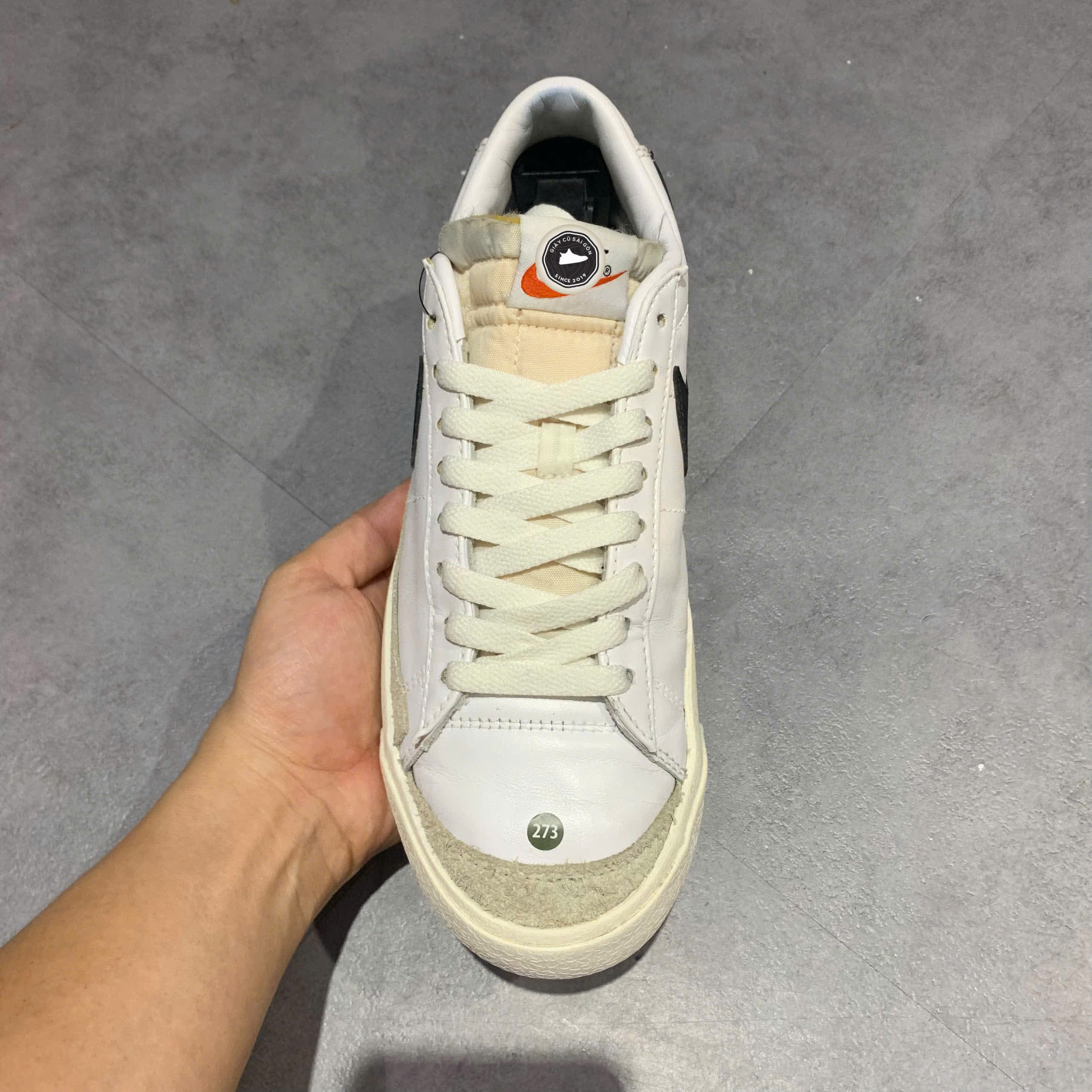 NIKE BLAZER LOW '77 VINTAGE WHITE BLACK' - DA6364-101 - GIÀY 2HAND CHÍNH HÃNG