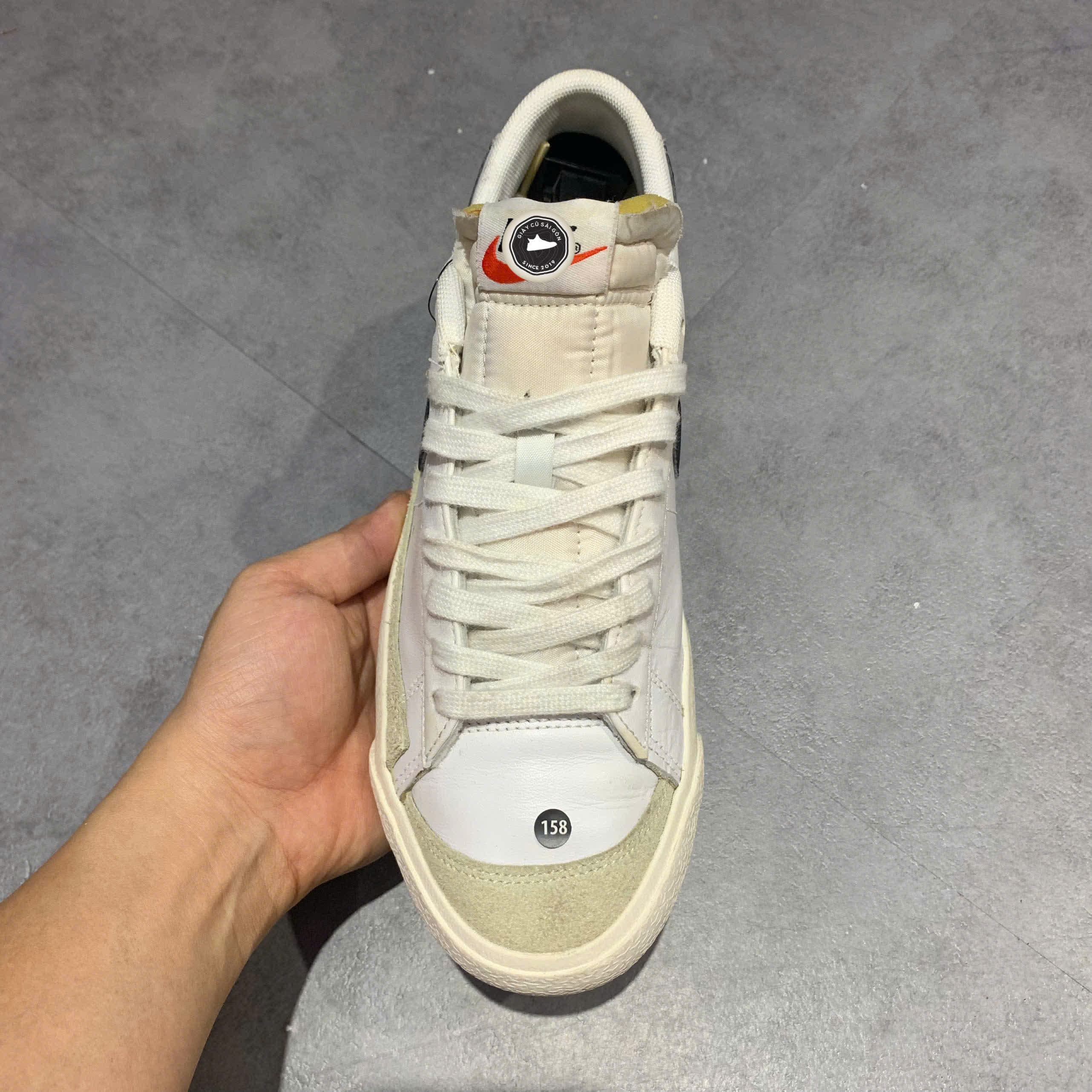NIKE BLAZER LOW '77 VINTAGE WHITE BLACK' - DA6364-101 - GIÀY 2HAND CHÍNH HÃNG