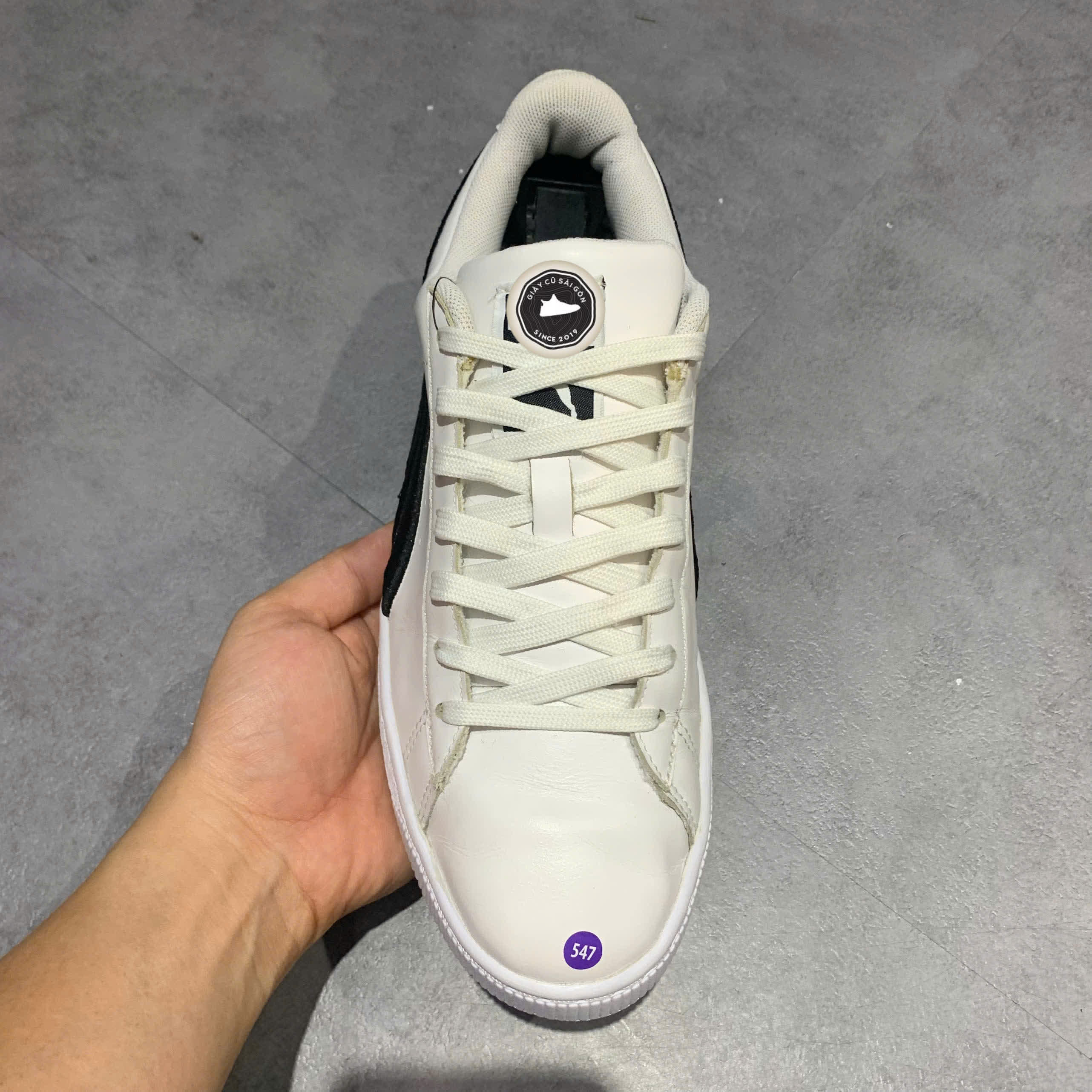 PUMA BASKET CLASSIC BADGE 'WHITE BLACK' – 362550 01 – GIÀY 2HAND CHÍNH HÃNG