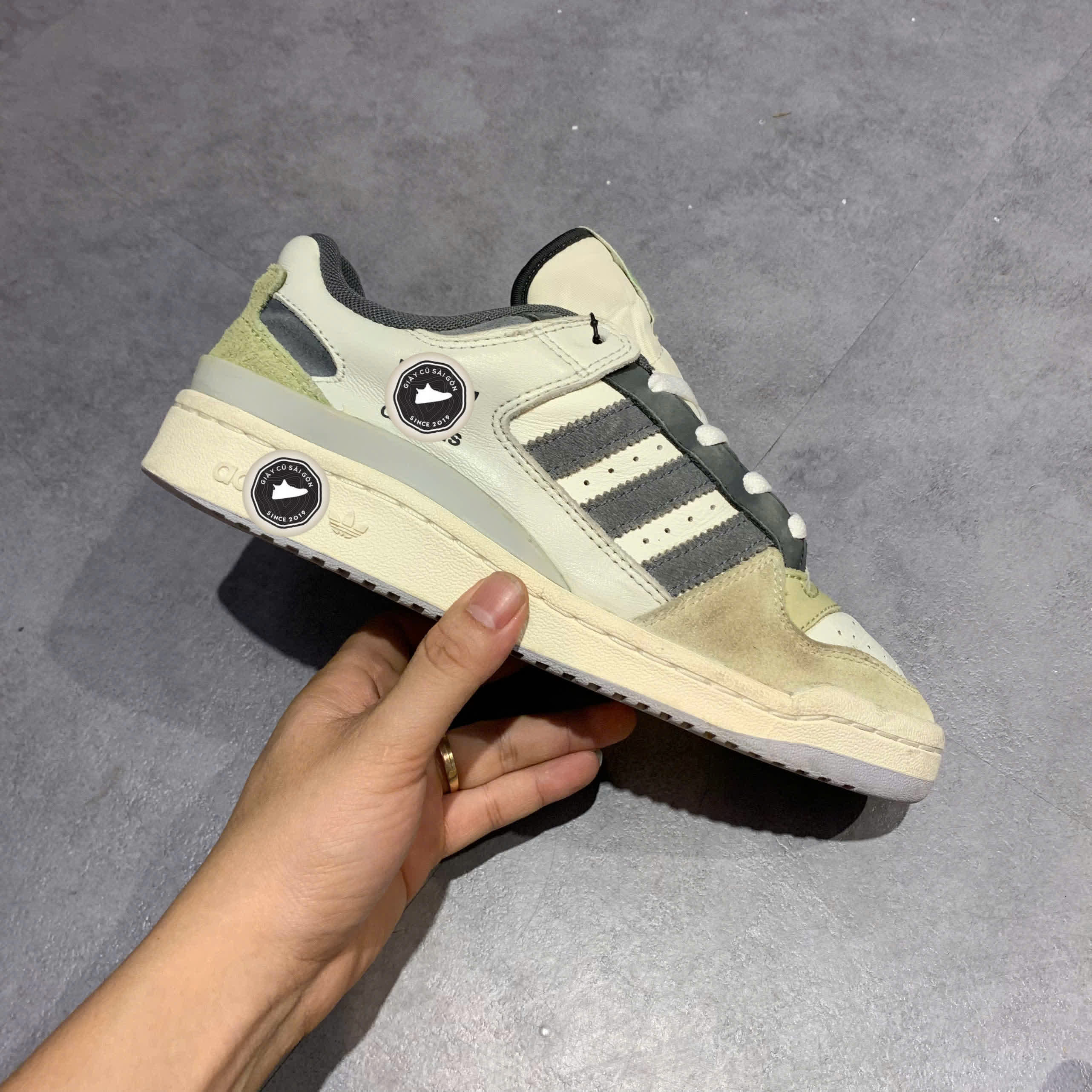 ADIDAS ORIGINALS FORUM LOW WHITE GREEN GREY SHOES – GIÀY 2HAND