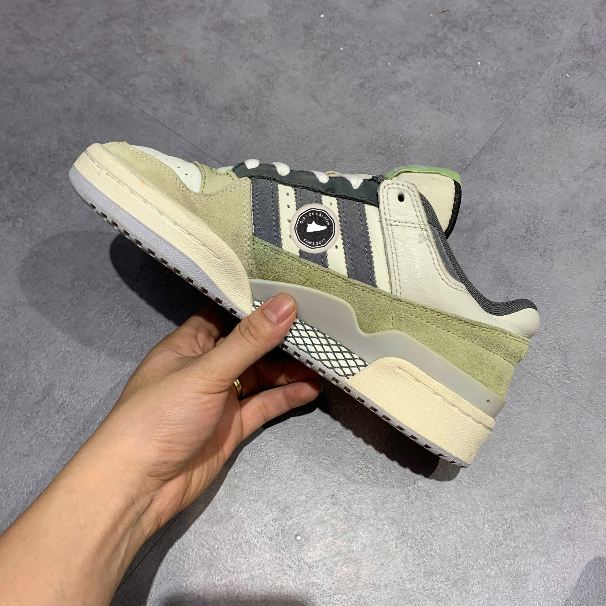 ADIDAS ORIGINALS FORUM LOW WHITE GREEN GREY SHOES – GIÀY 2HAND