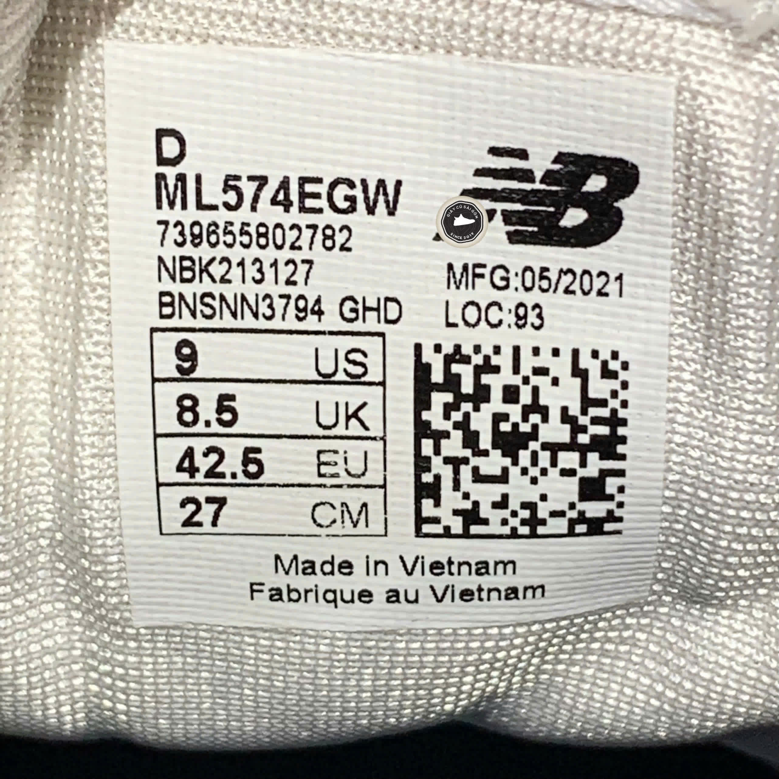 NEW BALANCE 574 'GREY NIMBUS CLOUD' ML574EGW – SIZE 42.5 – GIÀY 2HAND CHÍNH HÃNG