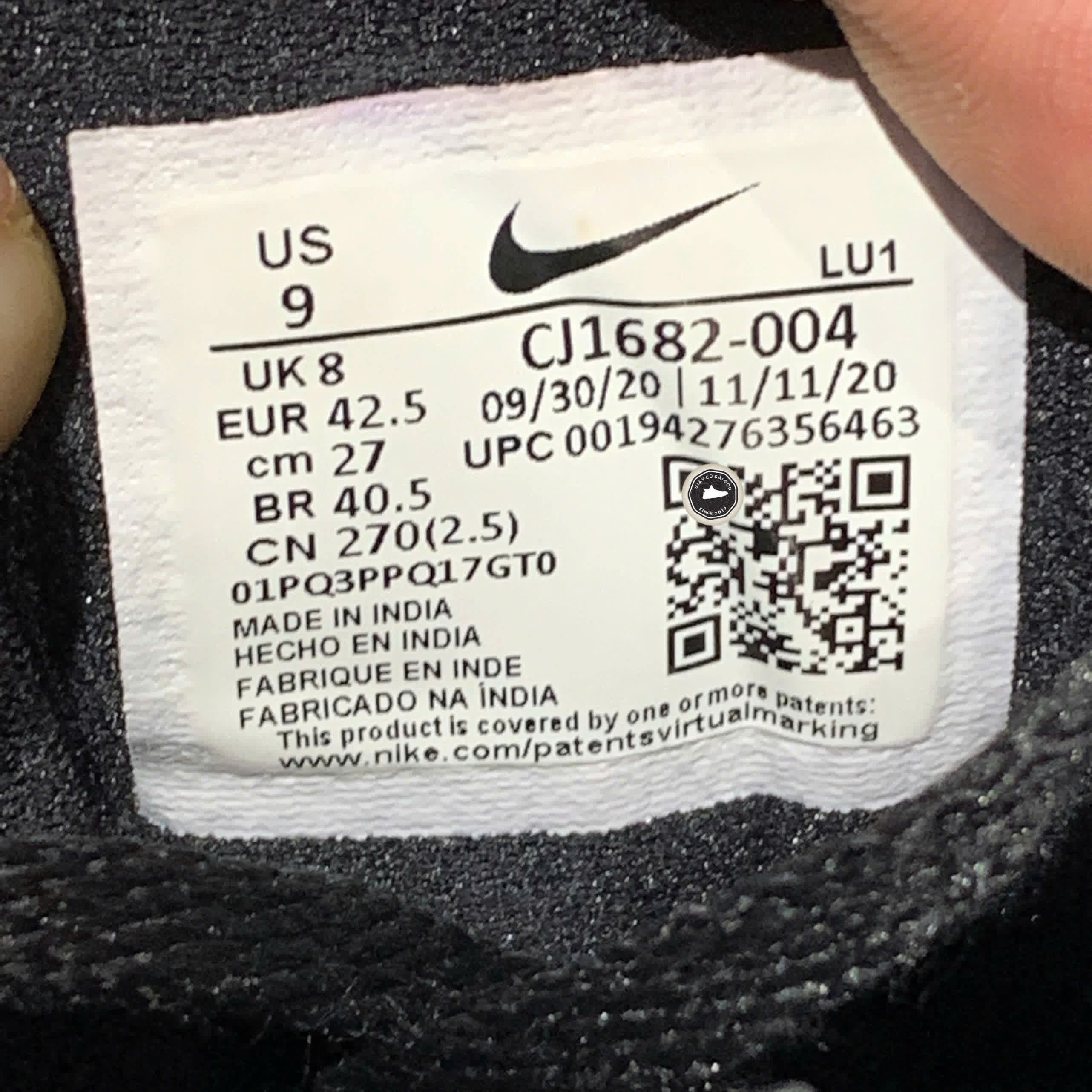 NIKE WEARALLDAY 'BLACK WHITE' CJ1682-004 SIZE 42.5 GIÀY 2HAND CHÍNH HÃNG
