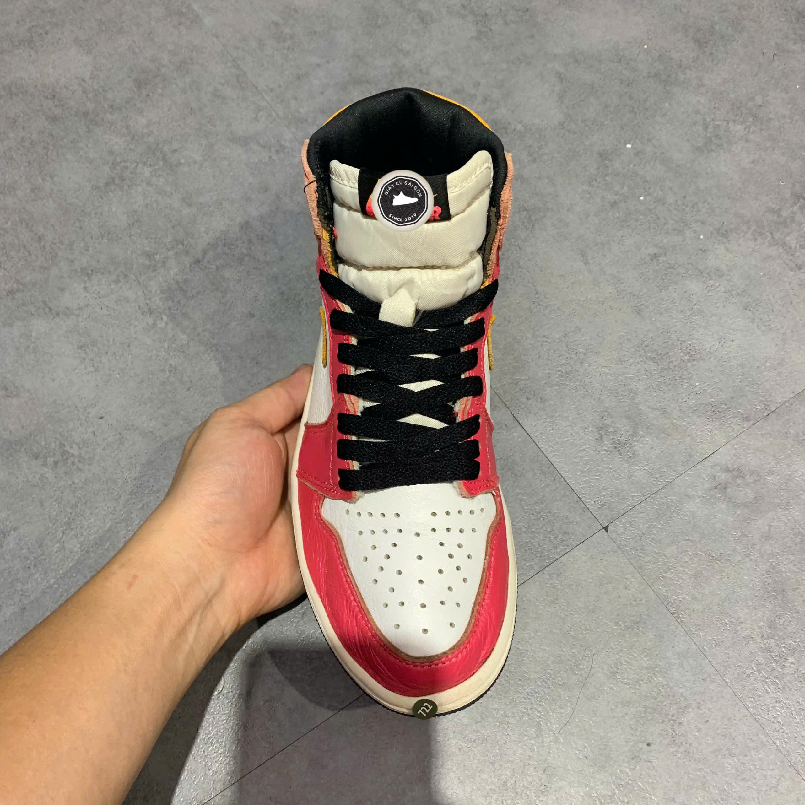 JORDAN 1 RETRO HIGH OG LIGHT FUSION RED 555088-603 SIZE 38 GIÀY 2HAND CHÍNH HÃNG