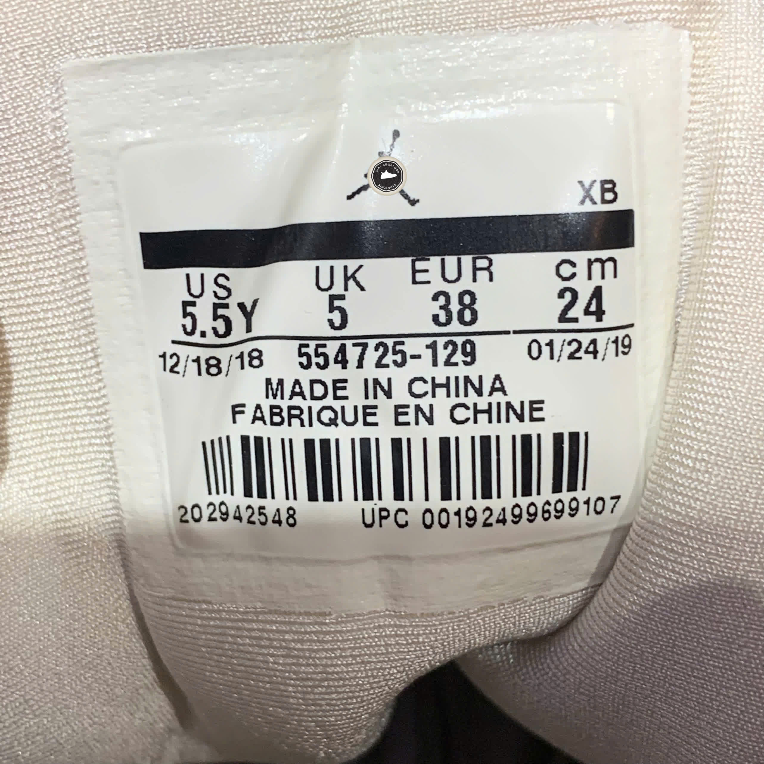 AIR JORDAN 1 MID 'TRIPLE WHITE' 554725-129 SIZE 38 GIÀY 2HAND CHÍNH HÃNG