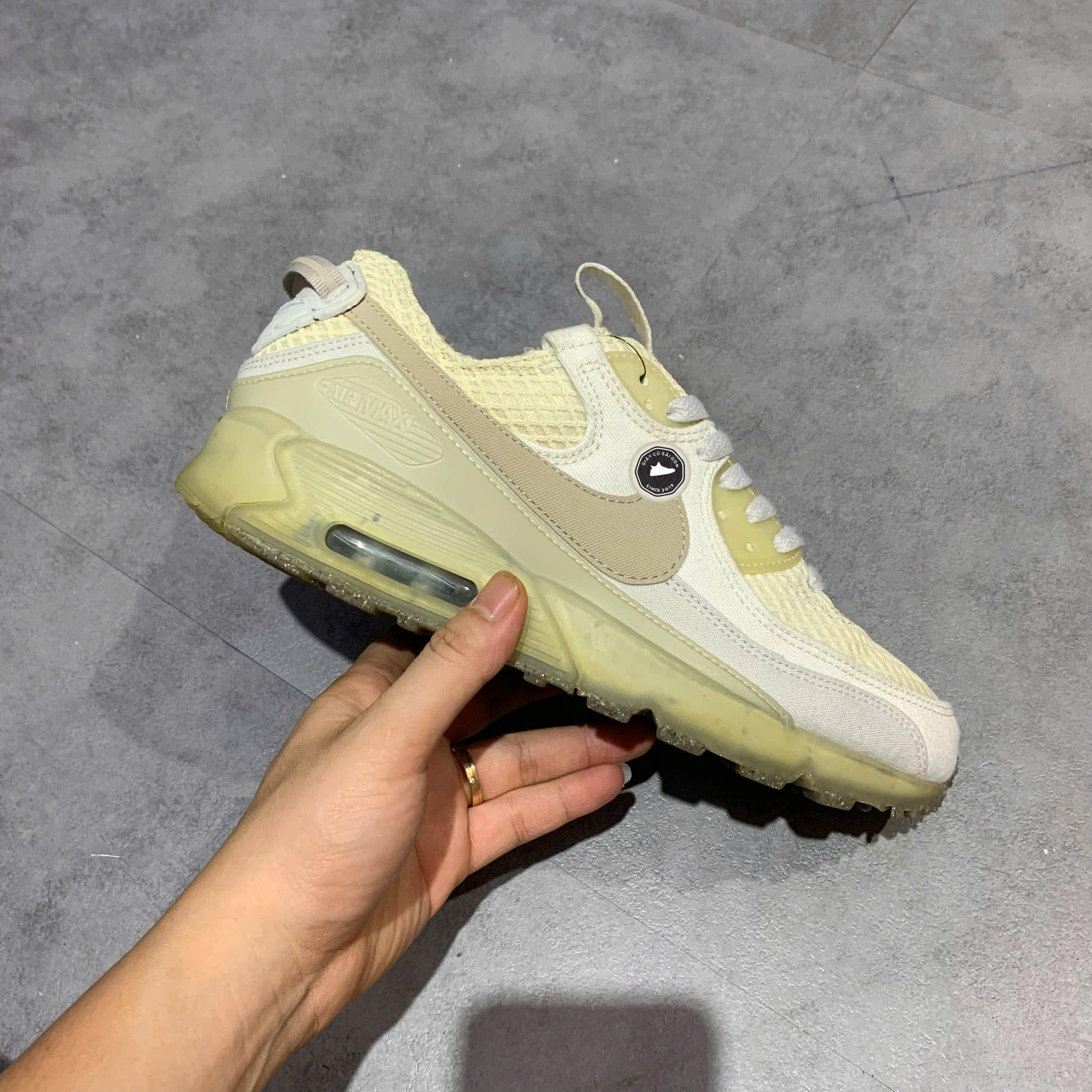 NIKE AIR MAX TERRASCAPE 90 'WHITE LIGHT IRON ORE' DM0033-100 SIZE 42 GIÀY 2HAND CHÍNH HÃNG