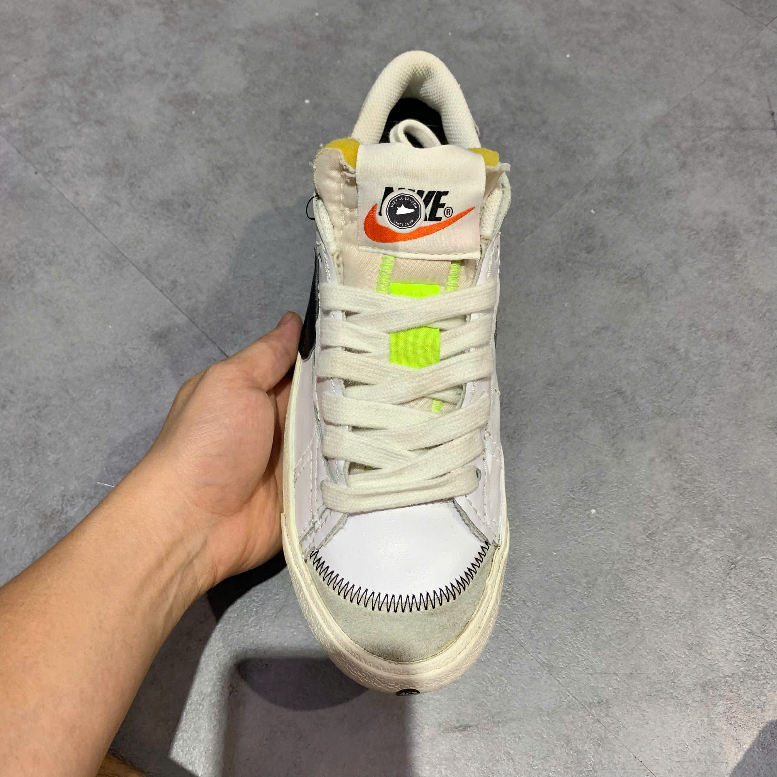 NIKE BLAZER LOW '77 JUMBO WHITE BLACK DN2158-101 SIZE 42 GIÀY 2HAND