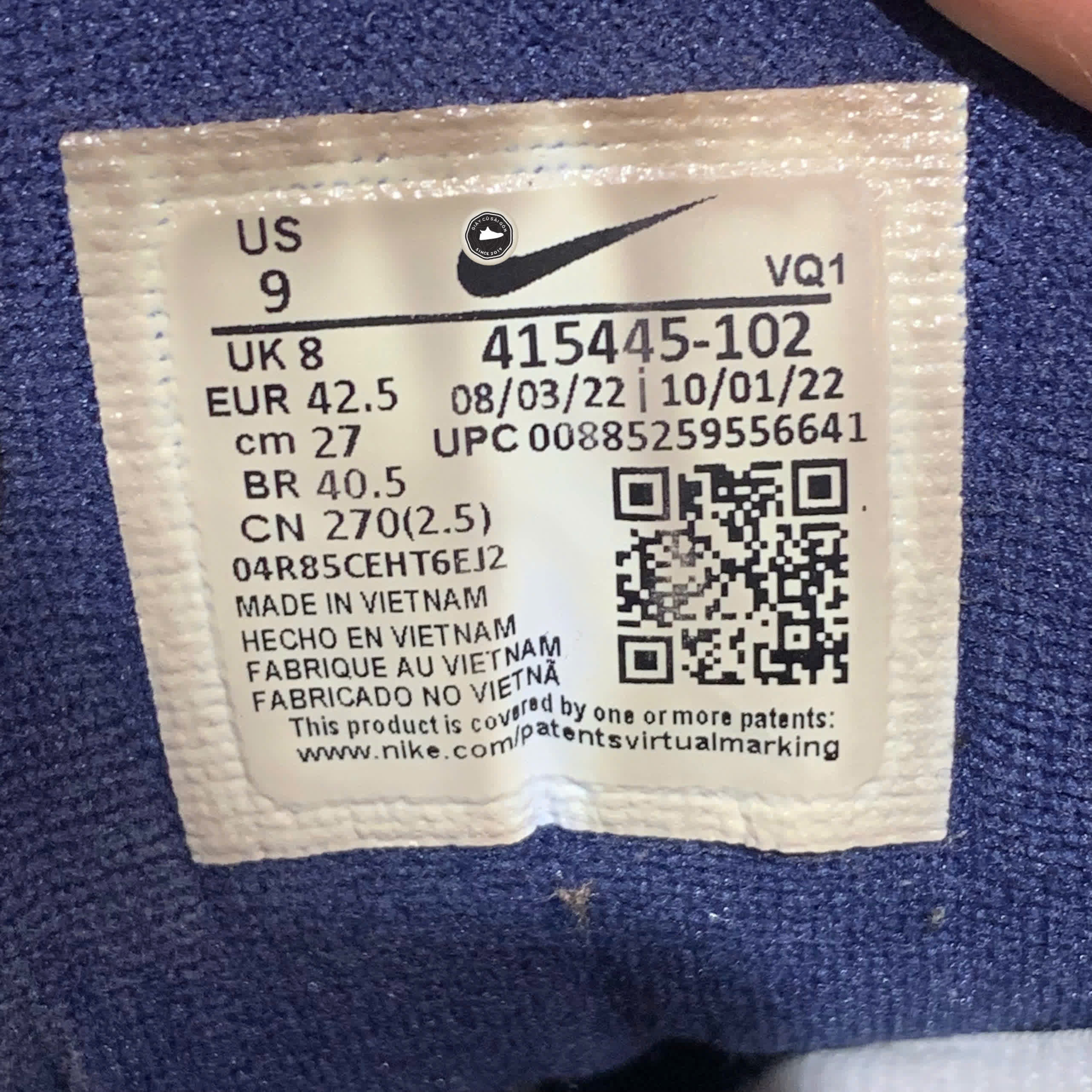 NIKE AIR MONARCH IV 'WHITE/NAVY' 415445-102 SIZE 42.5 GIÀY 2HAND CHÍNH HÃNG