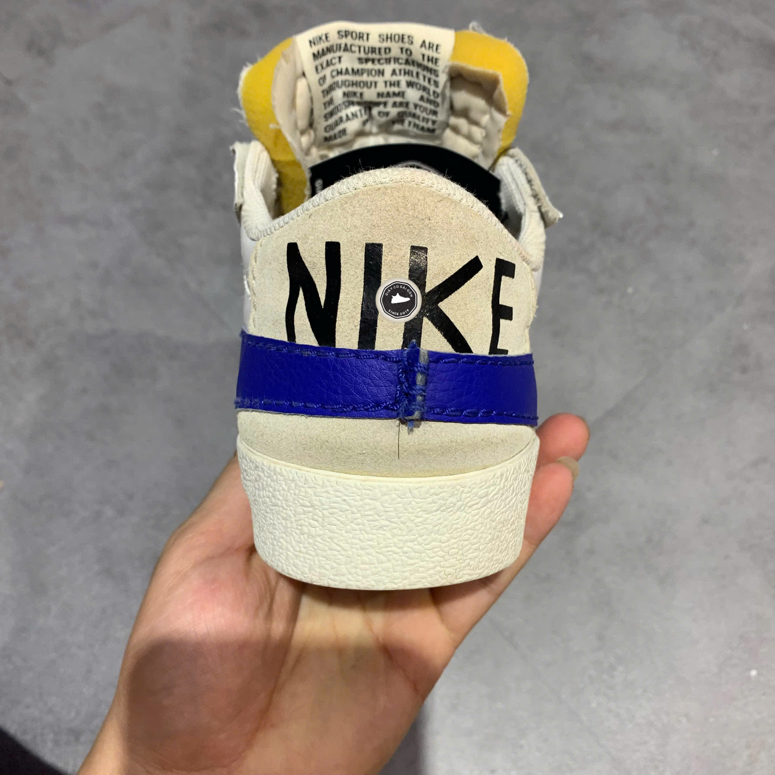 NIKE BLAZER LOW '77 JUMBO 'WHITE OLD ROYAL' DQ8768-100 SIZE 42.5 GIÀY 2HAND CHÍNH HÃNG