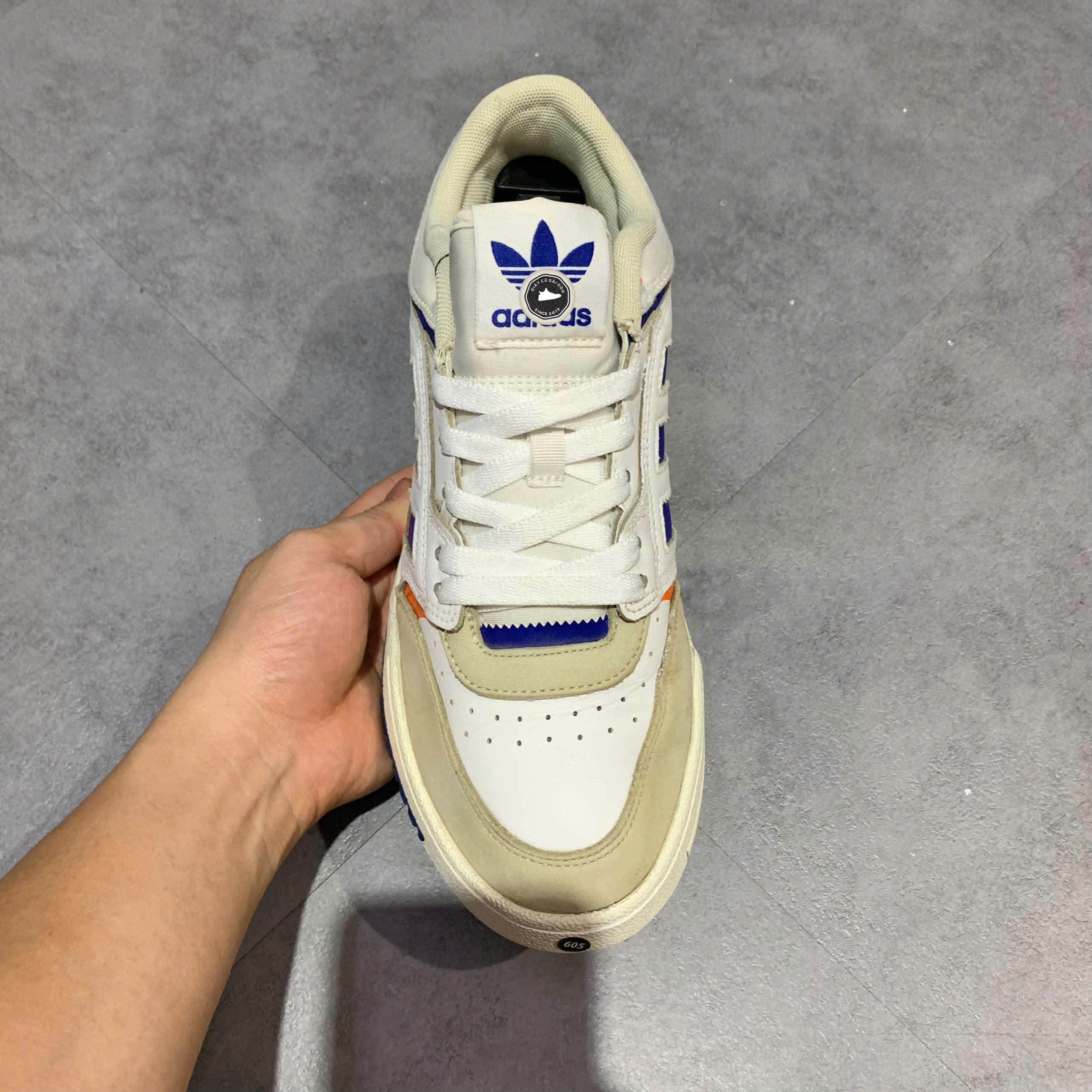 ADIDAS DROP STEP LOW 'WHITE BLUE ORANGE' HP2230 SIZE 42 GIÀY 2HAND CHÍNH HÃNG
