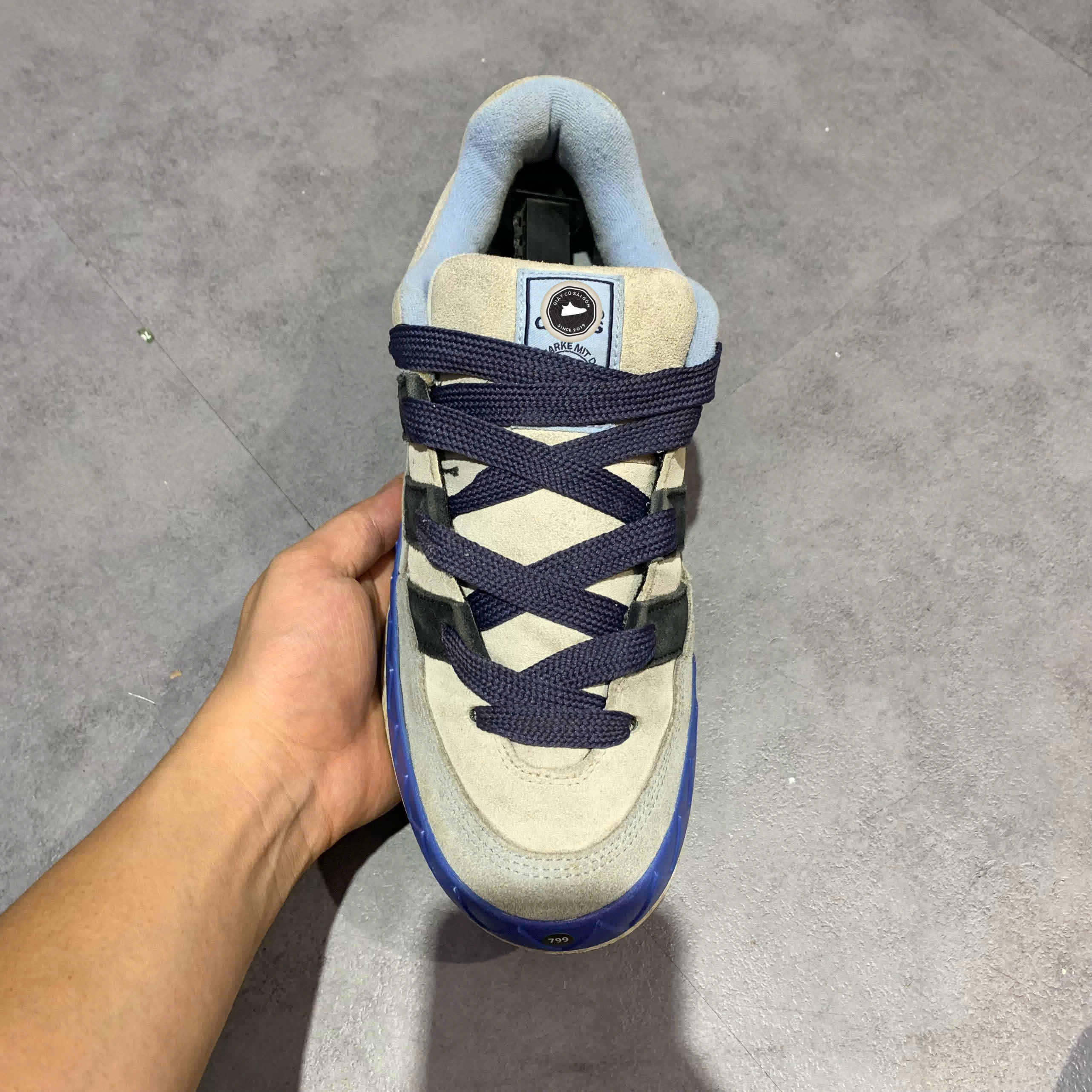 ADIDAS ADIMATIC WHITE NAVY IG6006 SIZE 42 2/3 GIÀY 2HAND CHÍNH HÃNG