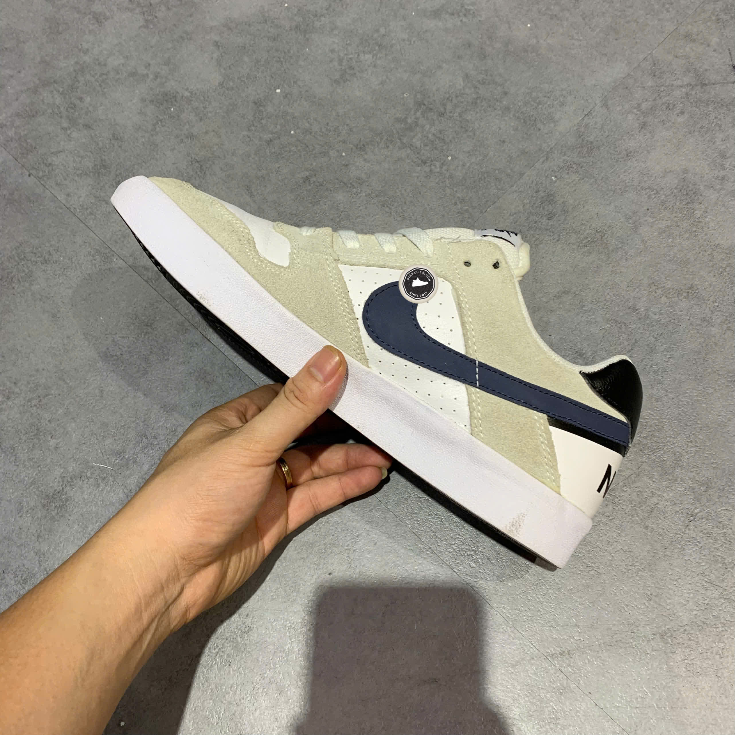 NIKE SB DELTA FORCE VULC 'WHITE/THUNDER BLUE' 942237-100 SIZE 44 GIÀY 2HAND CHÍNH HÃNG